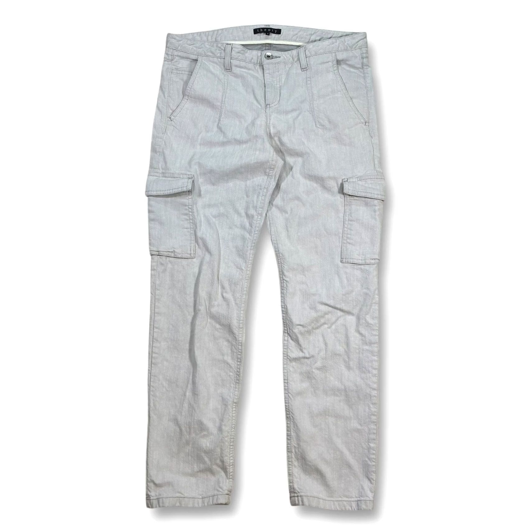 Theory Theory Women's Gray Cargo Pants Size 12 Straight Leg Cotton Blend Casual Pants Size 34" / US 12 / IT 48 - 2 Thumbnail
