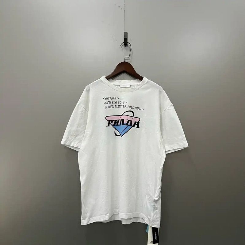 Prada Prada Summer Men's White Logo T-Shirt Size US M / EU 48-50 / 2 - 1 Thumbnail