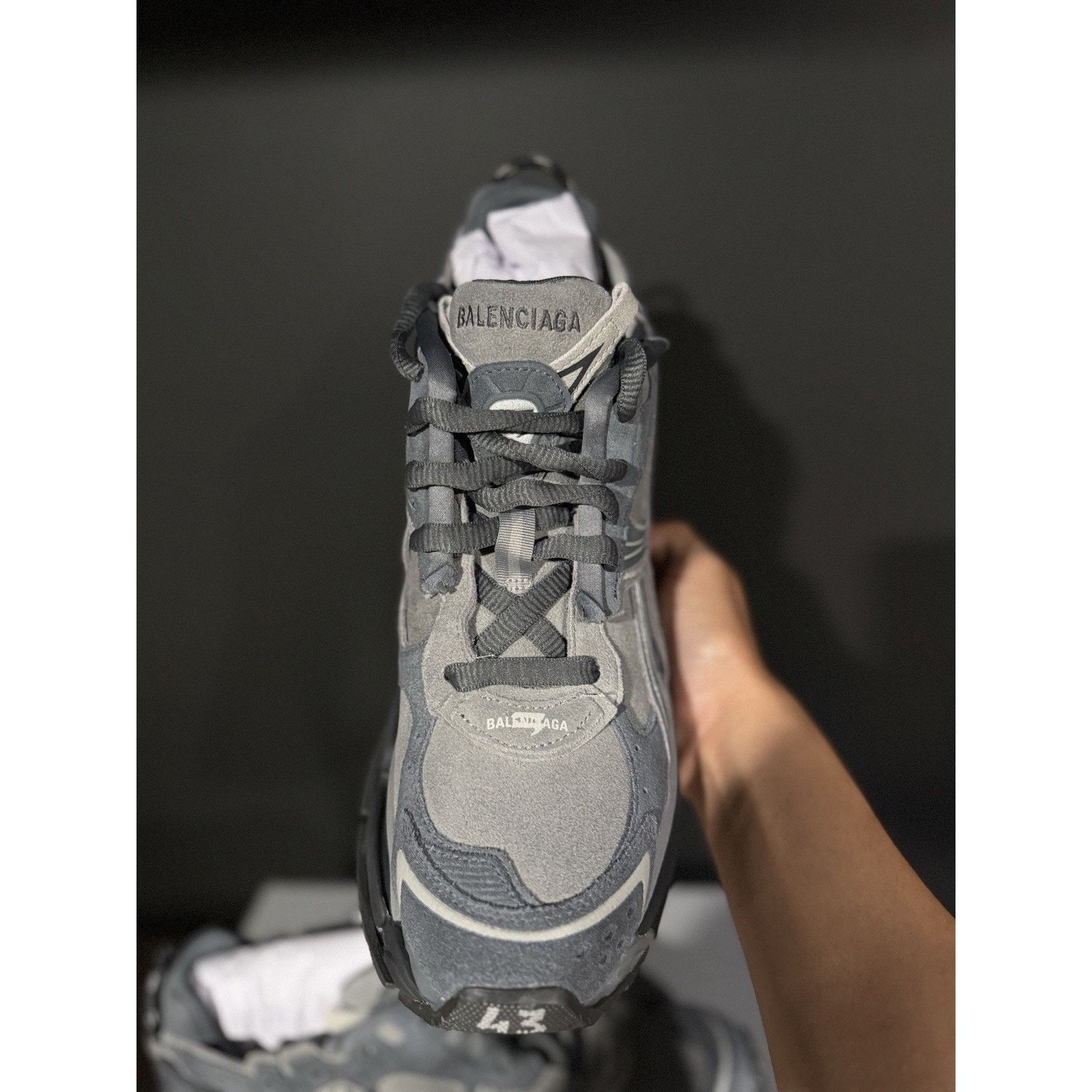 Balenciaga Size 43eu/10m Balenciaga Men's Runner Sneaker Grey Suede New Size US 10 / IT 40 - 3 Thumbnail