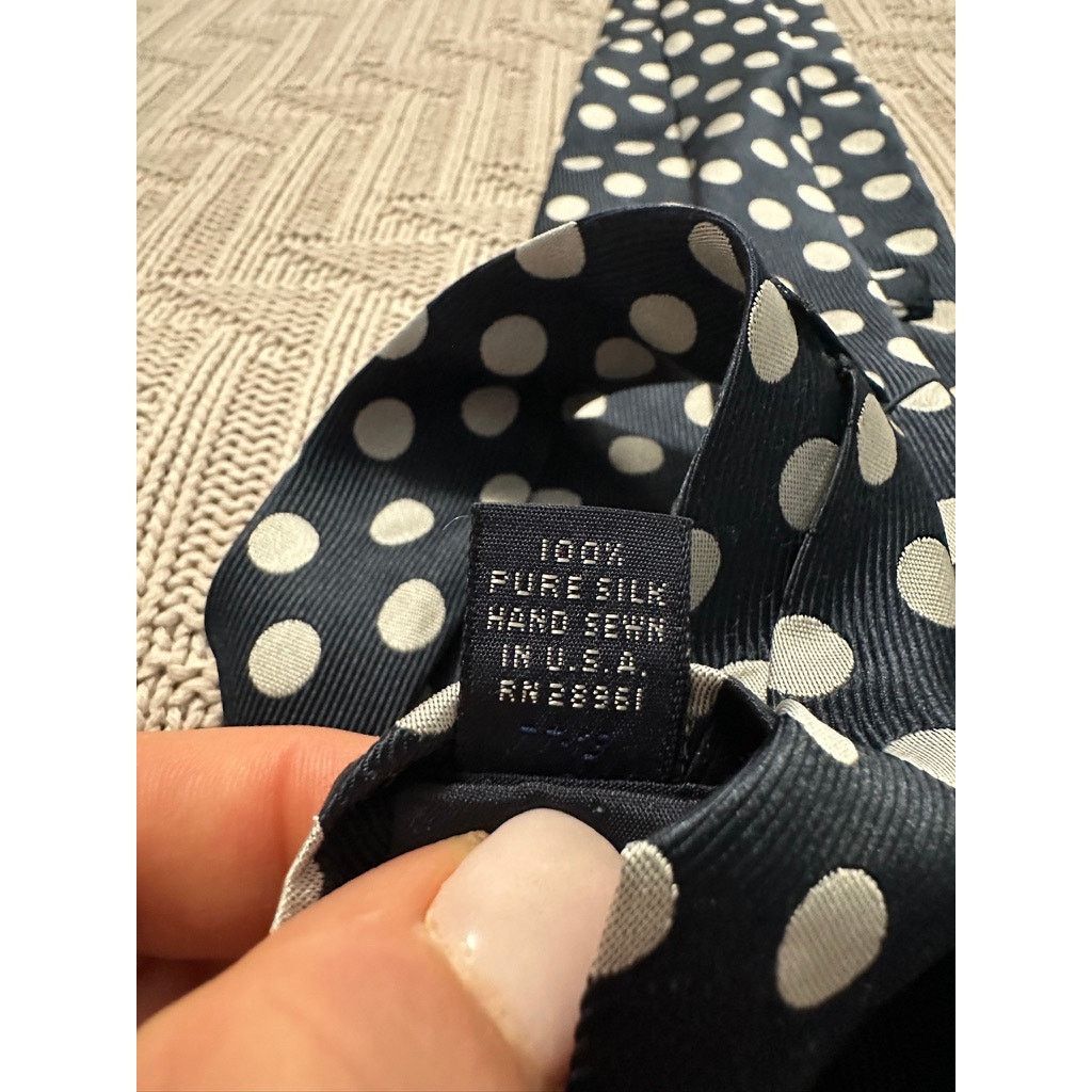 Burberry Vintage Burberrys navy polka dot silk tie Size ONE SIZE - 3 Thumbnail