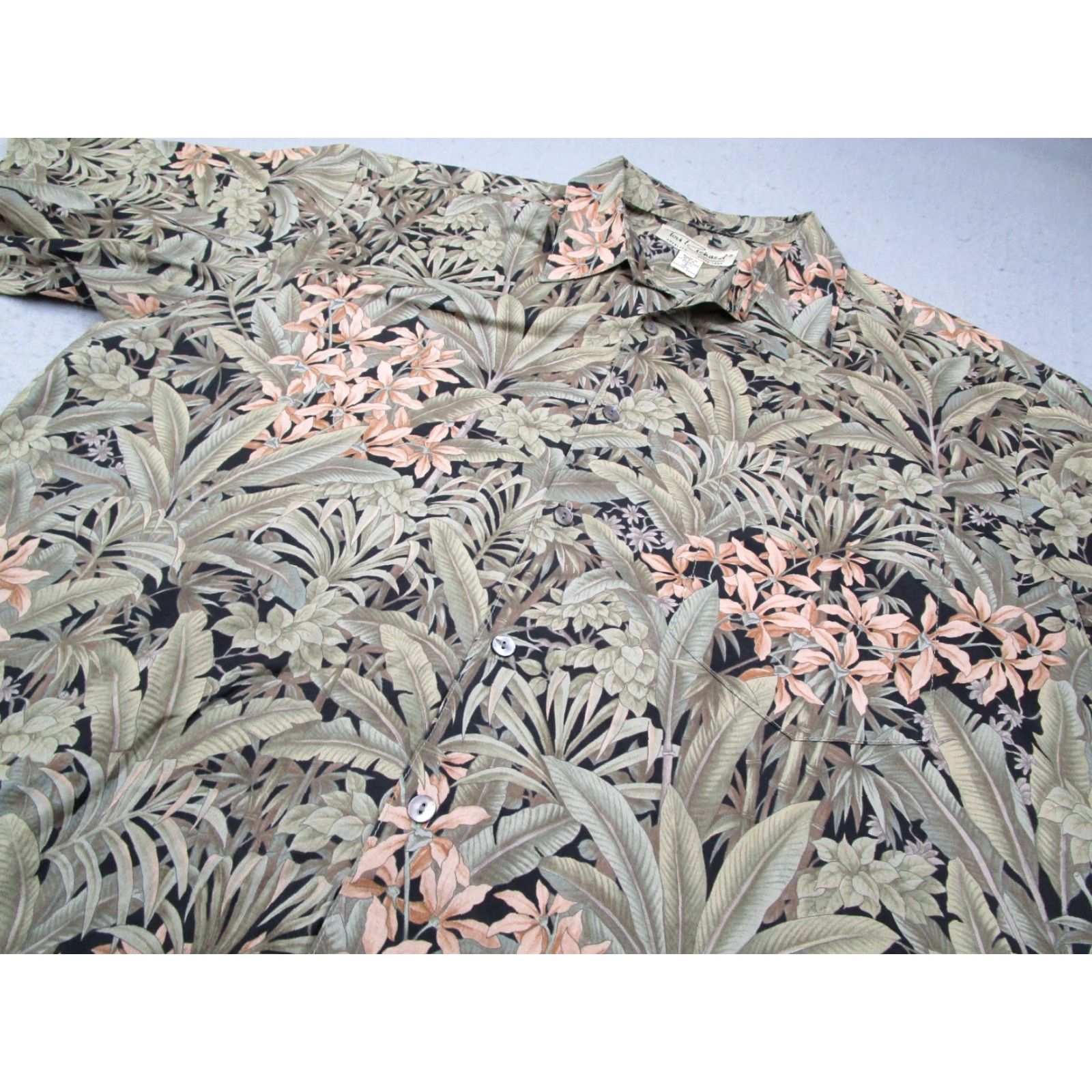 Tori Richard VINTAGE Tori Richard Men's Shirt Large Green Floral Hawaii Casual Retro Tropical 70s 80s 90s Size US L / EU 52-54 / 3 - 2 Thumbnail