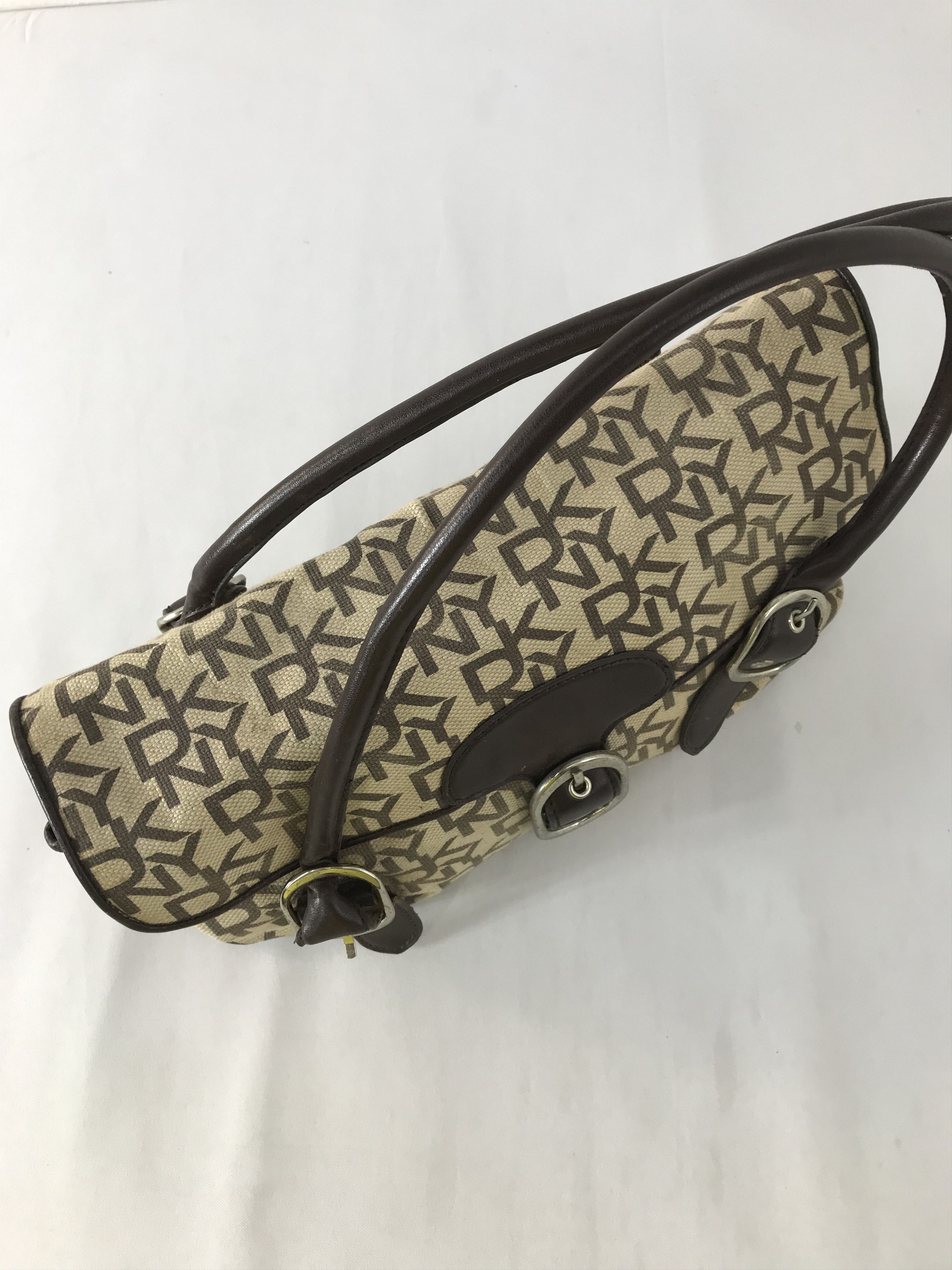 DKNY 90s DKNY Chocolate Brown Taupe Jacquard Hand Bag Size ONE SIZE - 3 Thumbnail