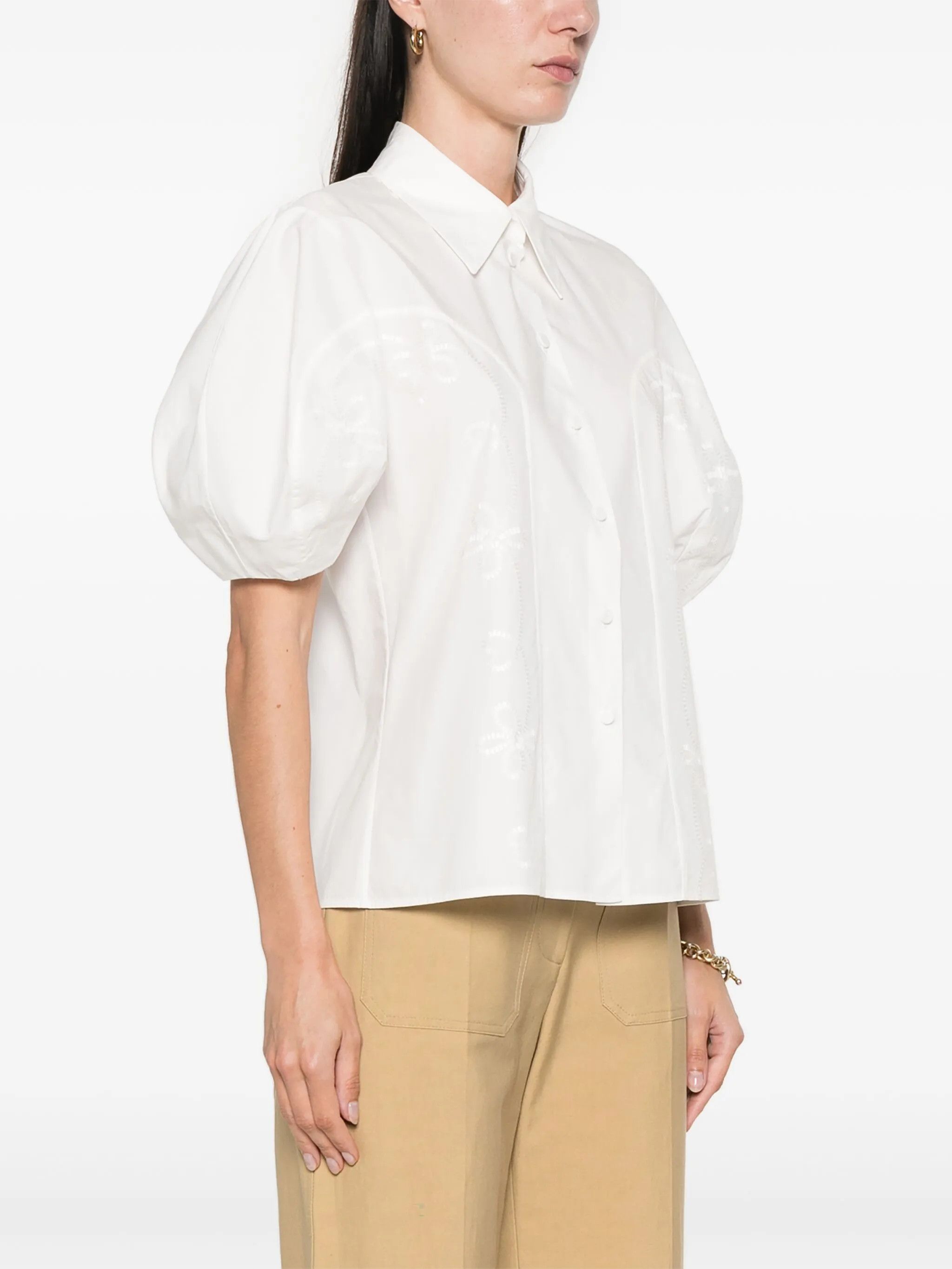 Chloe o1y0825 Short Sleeves Shirt in White Size L / US 10 / IT 46 - 3 Thumbnail