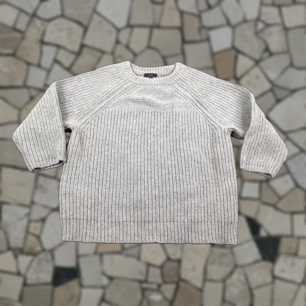 J.Crew VINTAGE J.CREW Sweater Shirt Women Large Gray Lambswool Raglan Chunky Knit Pullover Crew Neck 100% Wool Warmth Outdoor Mens? Size L / US 10 / IT 46 - 1 Thumbnail