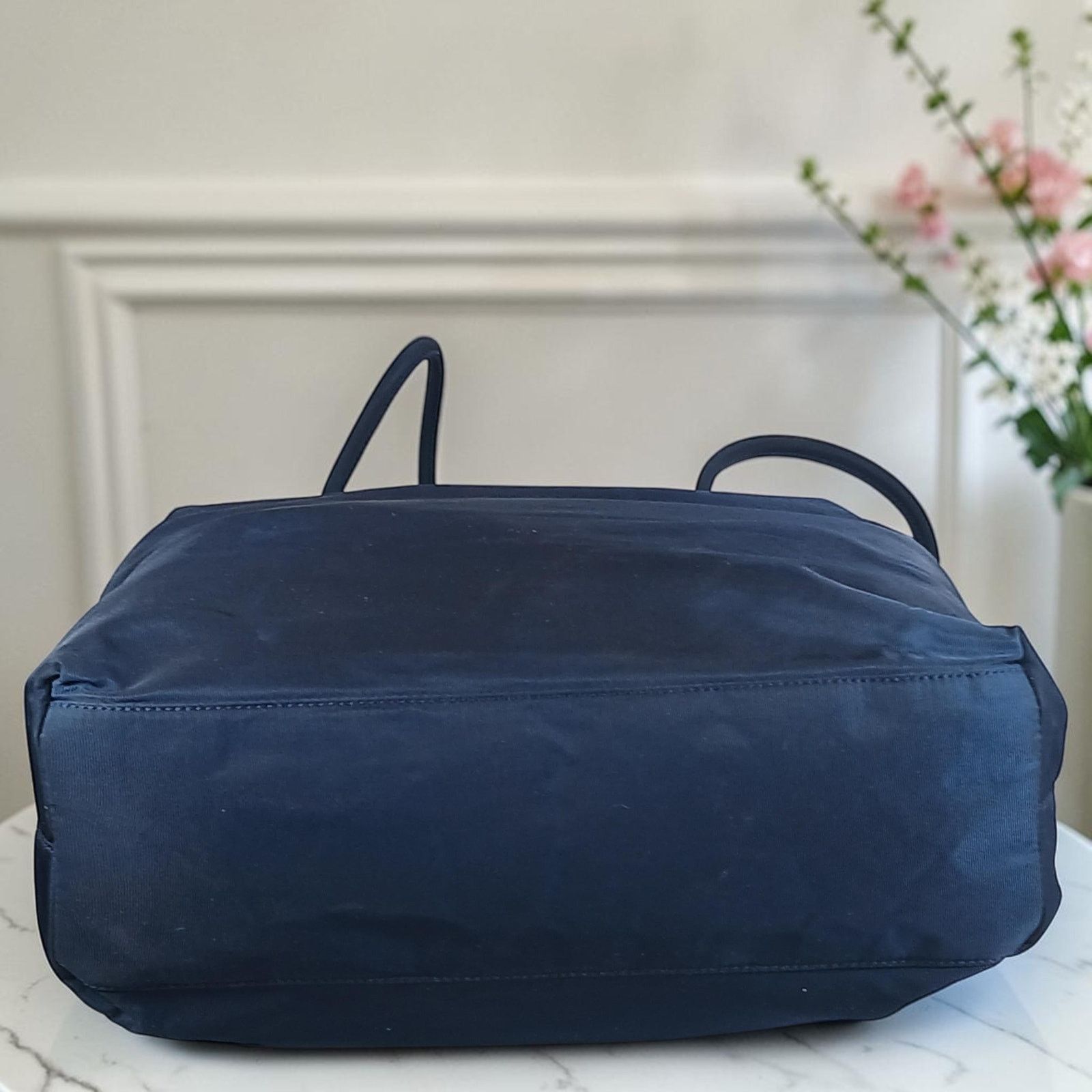 Prada Prada Blue Tessuto Nylon Triangle Logo Tote Bag Size ONE SIZE - 7 Thumbnail