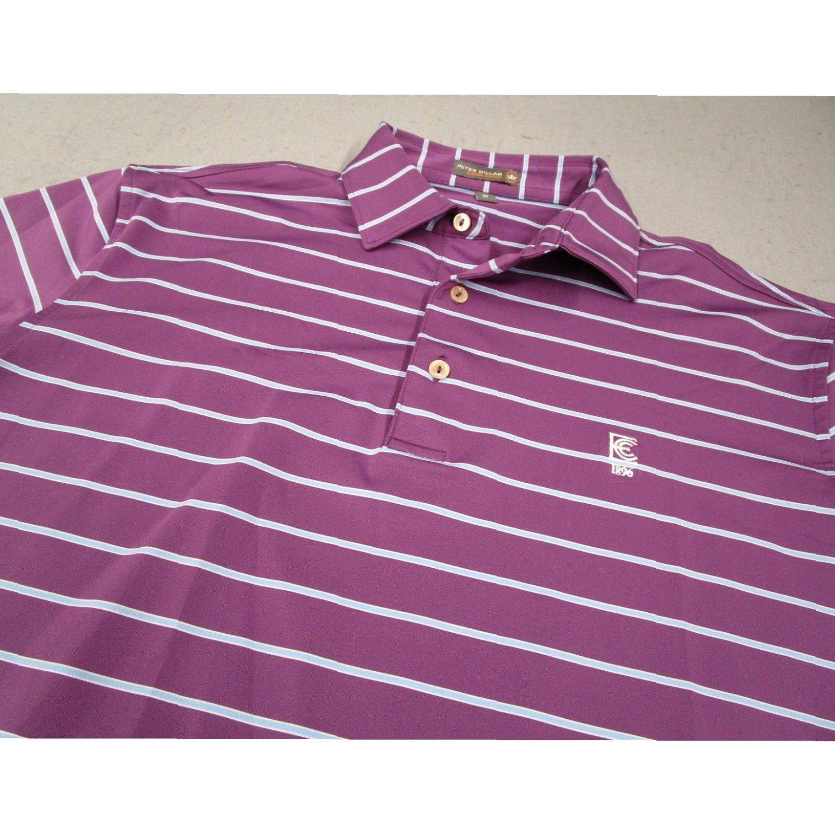 Peter Millar Peter Millar Summer Comfort Polo Shirt Mens M Purple Striped Exmoor CC Golf Size US M / EU 48-50 / 2 - 2 Thumbnail