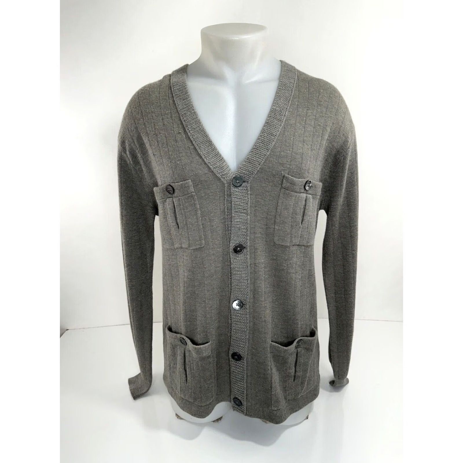 Ralph Lauren VINTAGE Ralph Lauren Sweater Mens M Gray POLO ALPACA LINEN Blend HONG KONG Cardigan Size US M / EU 48-50 / 2 - 2 Thumbnail