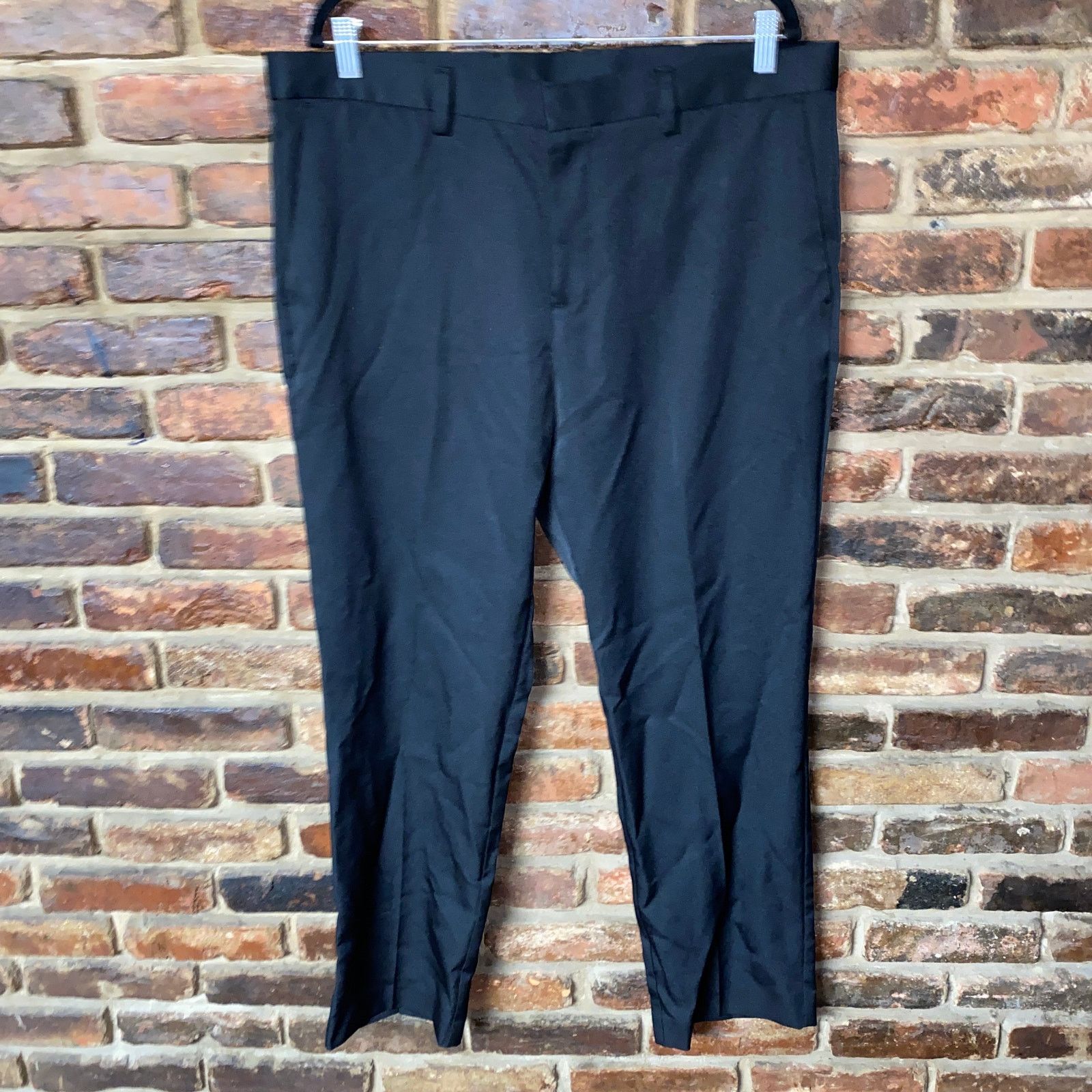 Perry Ellis Perry Ellis Portfolio Black Flat Front Dress Pants 38x30 Size US 38 / EU 54 - 1 Thumbnail