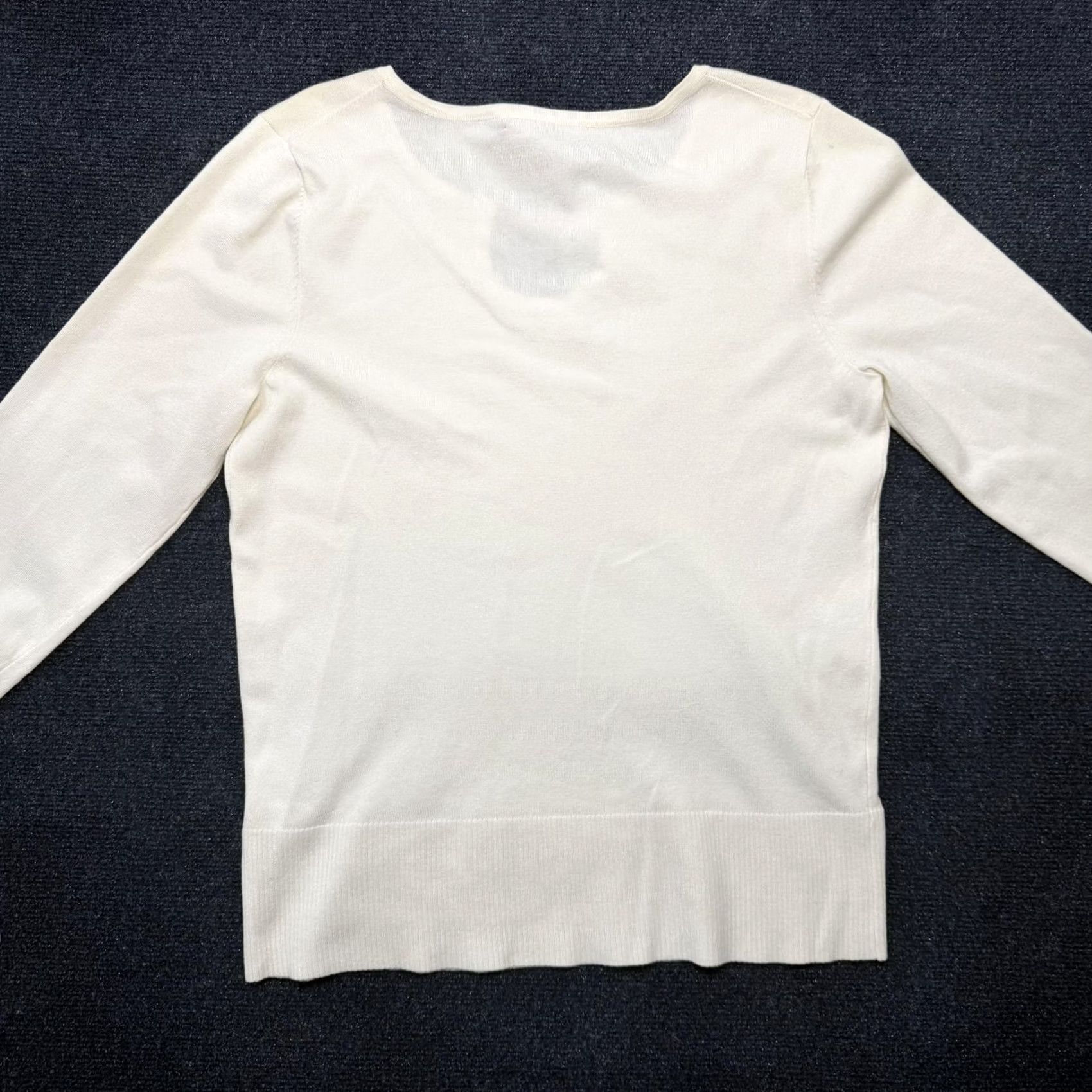 Vintage Cable & Gauge Sweater Womens Large White Scoop Neck Beaded Short Sleeve Pullover Size L / US 10 / IT 46 - 7 Thumbnail