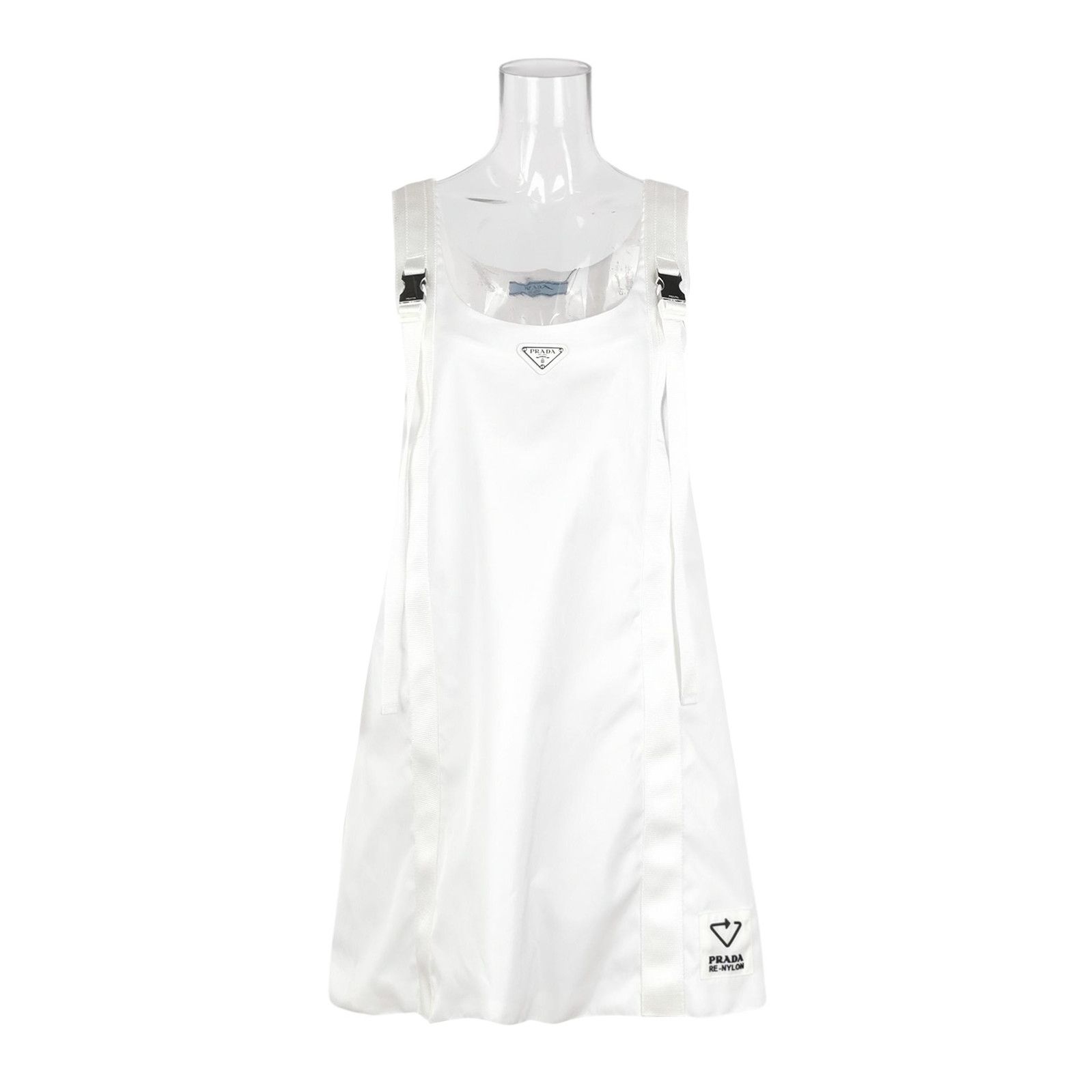 Prada Prada Sleeveless Triangle Logo Dress in White 0079 Size US 38 / EU 54 - 1 Thumbnail