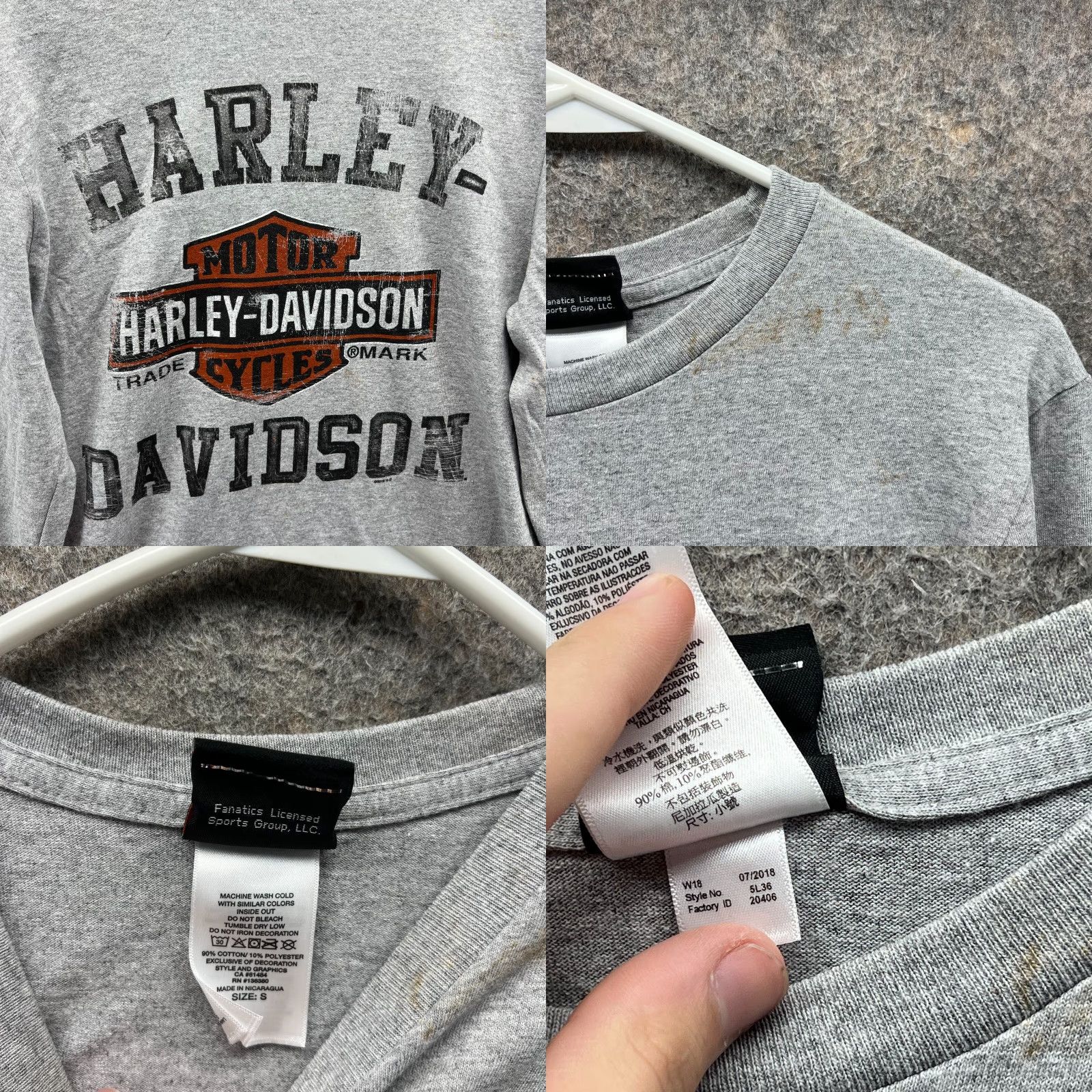 Harley Davidson Harley-Davidson Shirt Men Small Gray Logo T-Shirt Long Sleeve 2018 Vintage No N/A Size US S / EU 44-46 / 1 - 8 Thumbnail