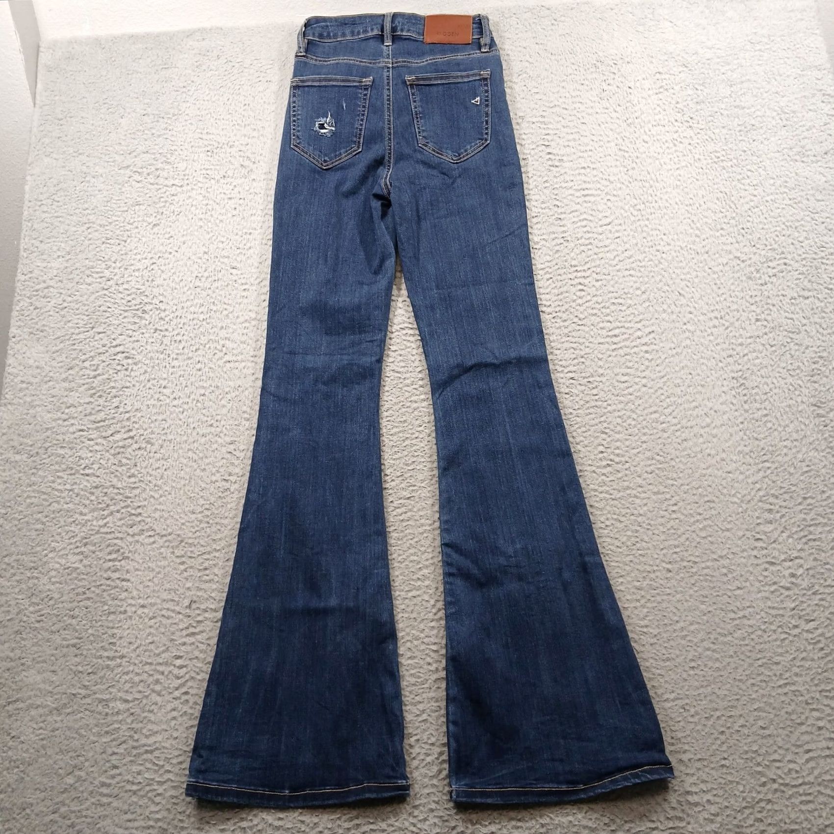 Vintage HIDDEN Los Angeles Flare Jeans Women's Size 24 Dark Wash Distressed High Rise Size 42" / US 20 - 3 Thumbnail