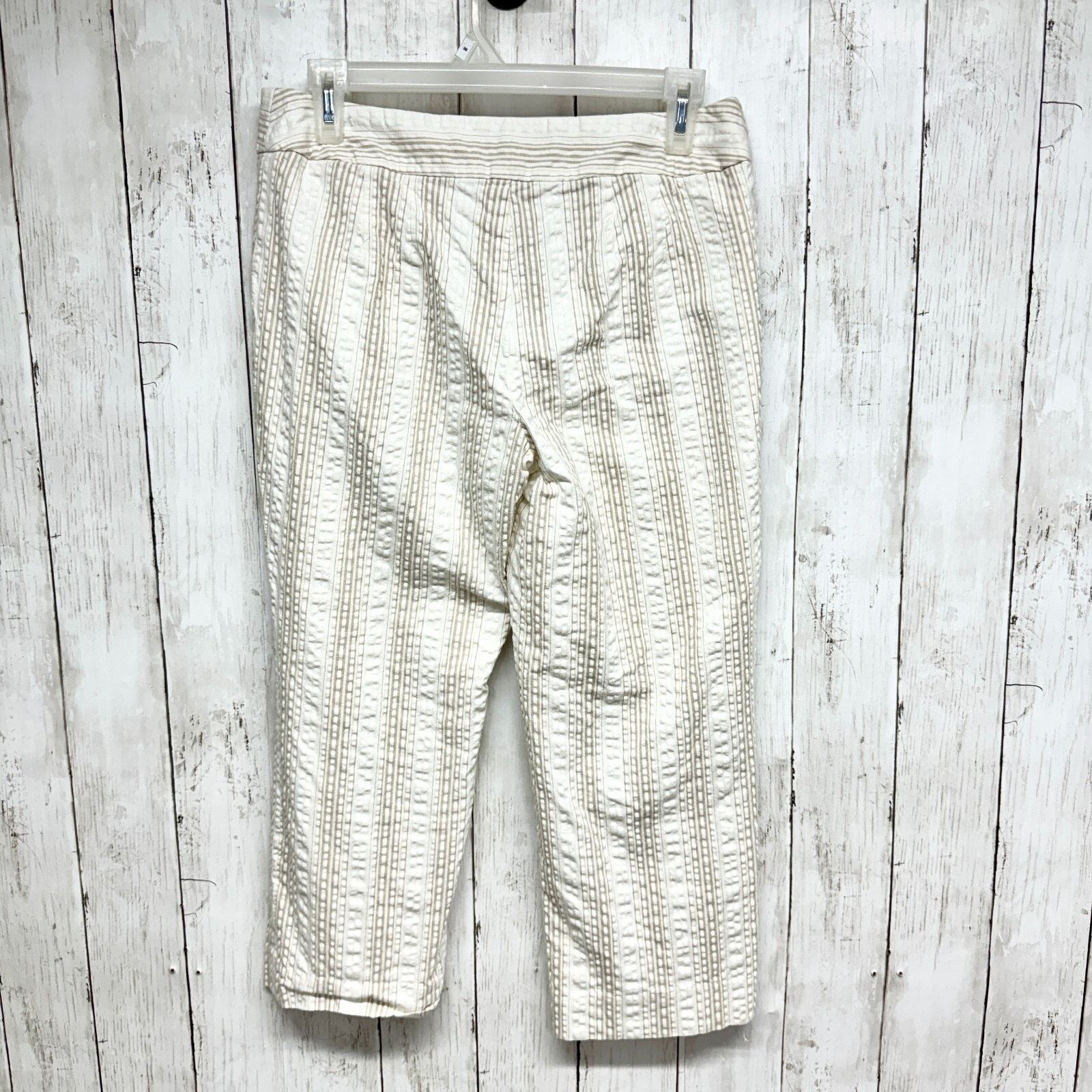 Ann Taylor Ann Taylor Pants Sz 6P Stripe Crop Pull On Straight Linen Size 31" - 5 Thumbnail