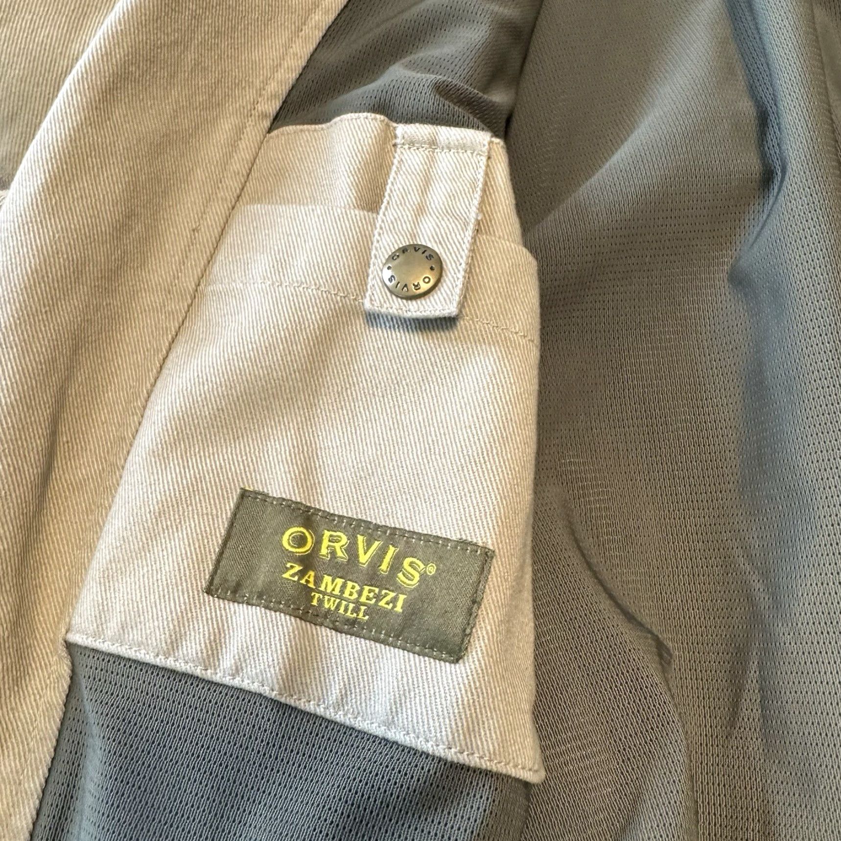 Orvis Orvis Zambezi Twill Safari Jacket Mens 42 Long Beige Hunting Field Blazer Patch Size 42R - 7 Thumbnail