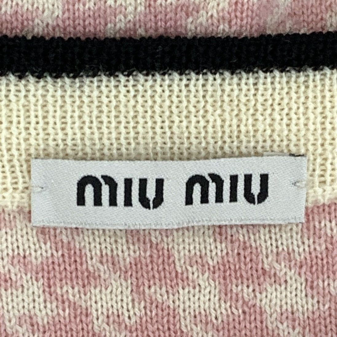 Miu Miu Miu Miu Pink Houndstooth Wool Short Sleeve Knit Top K26WX Size M / US 6-8 / IT 42-44 - 5 Thumbnail