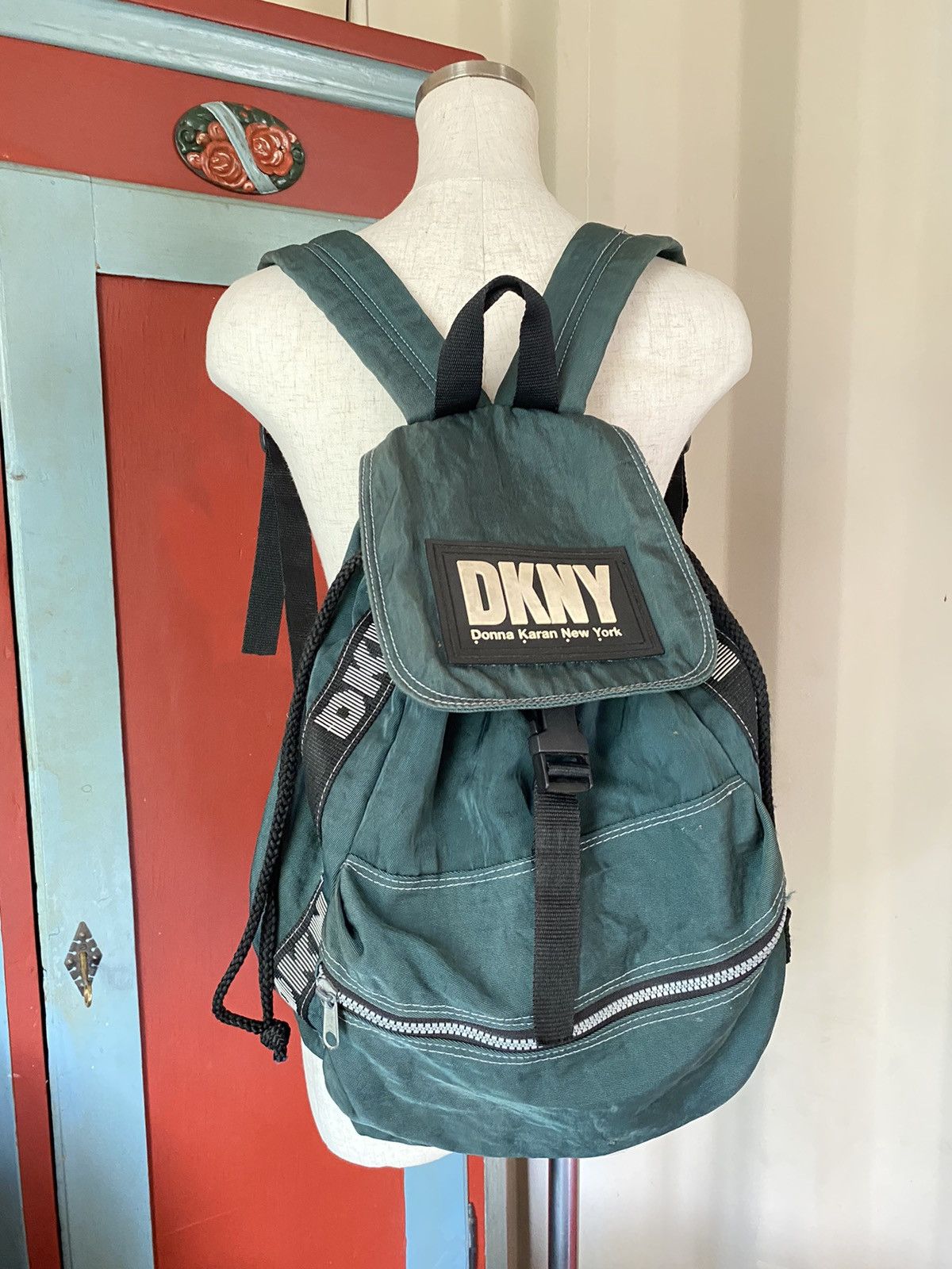 DKNY × Designer DKNY Forest Green Nylon Backpack Size ONE SIZE - 1 Thumbnail