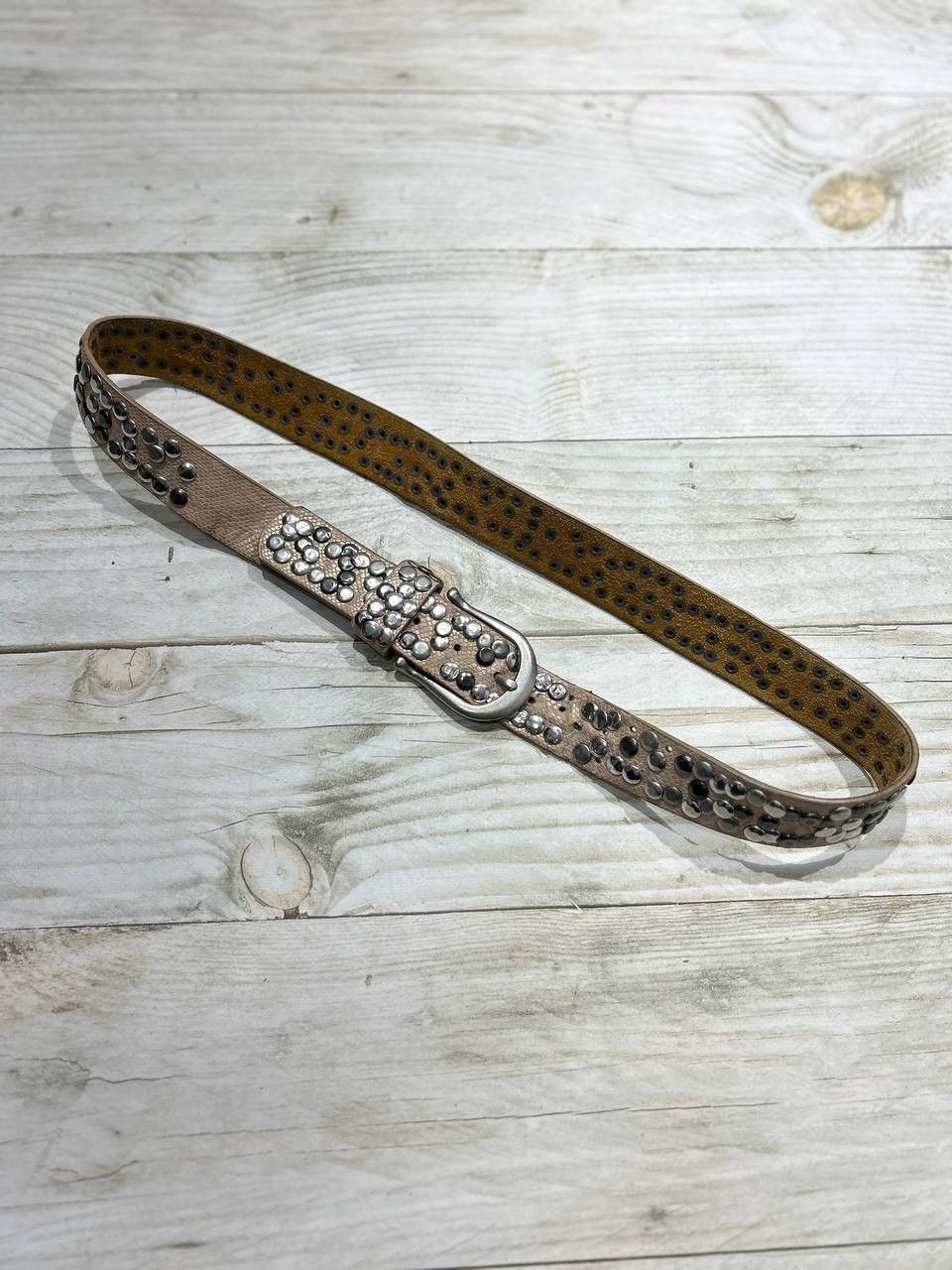 Vintage Vintage Belt Leather Punk Y2K BB Simons Style Metal Pink Size ONE SIZE - 3 Thumbnail