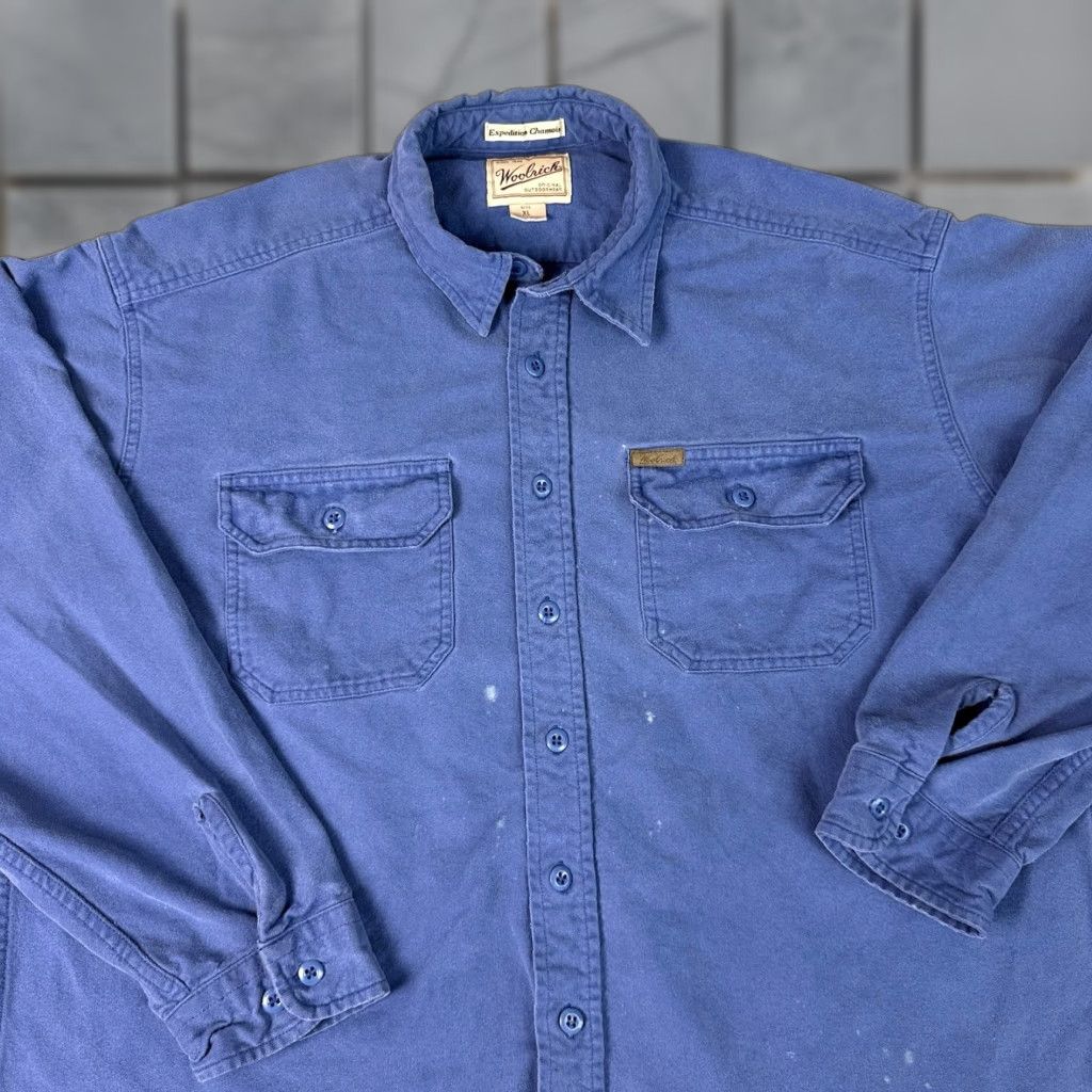 Vintage VINTAGE Woolrich Shirt Adult XL Blue Chamois Button-Up Long Sleeve Casual Distressed Size US XL / EU 56 / 4 - 1 Thumbnail