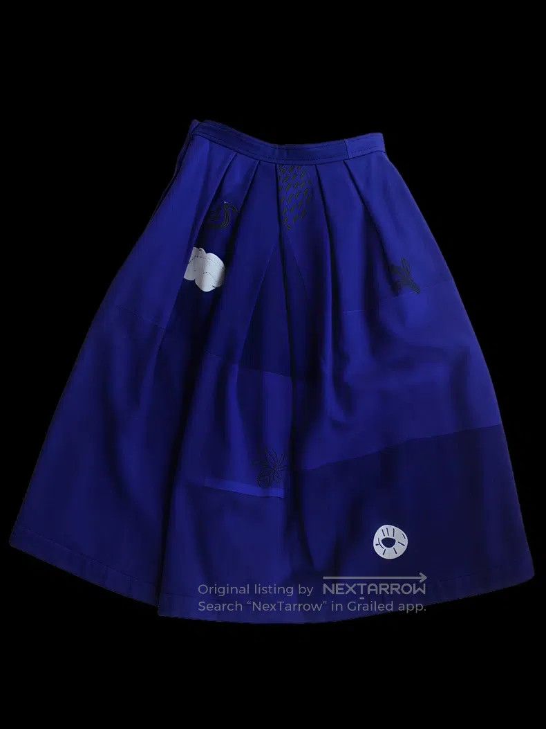 Comme Des Garcons size M Wool Cartoon Printed Blue Skirt