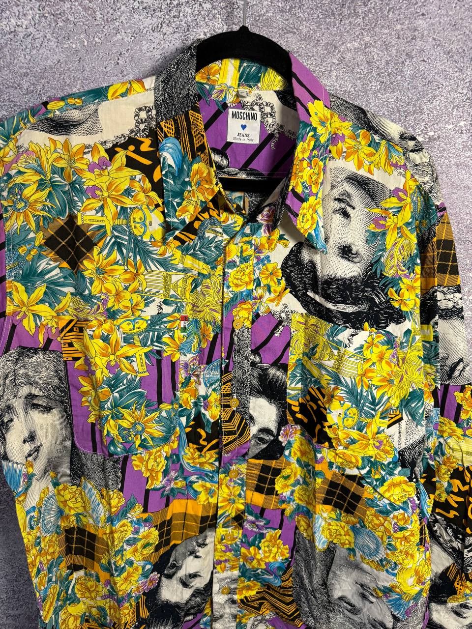 Designer × Moschino × Vintage Moschino Jeans Faces Shirt Men's Long Sleeve Shirt Vintage Size US L / EU 52-54 / 3 - 11 Thumbnail