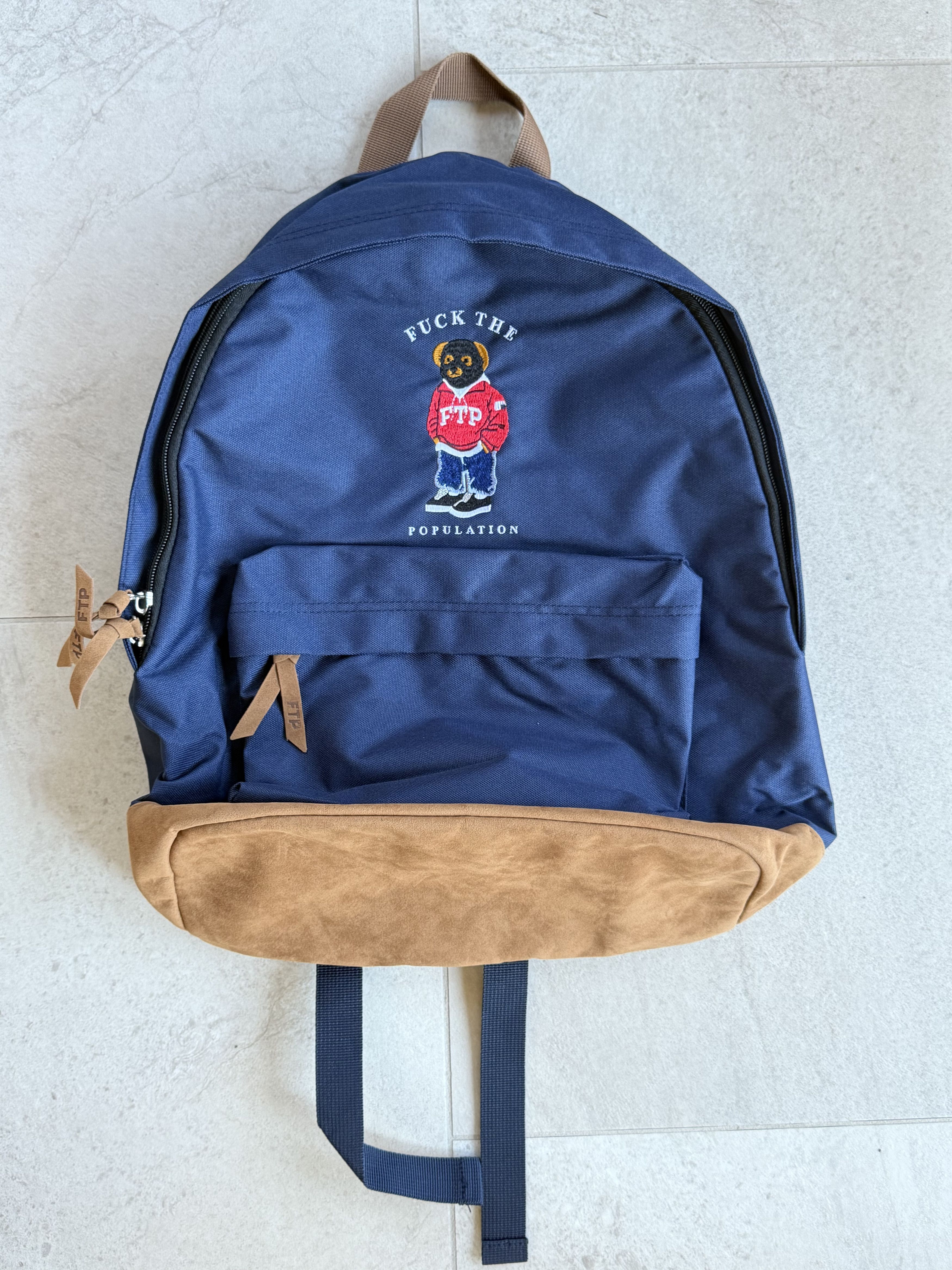 Fuck The Population FTP Bear Backpack in Navy Size ONE SIZE - 1 Thumbnail