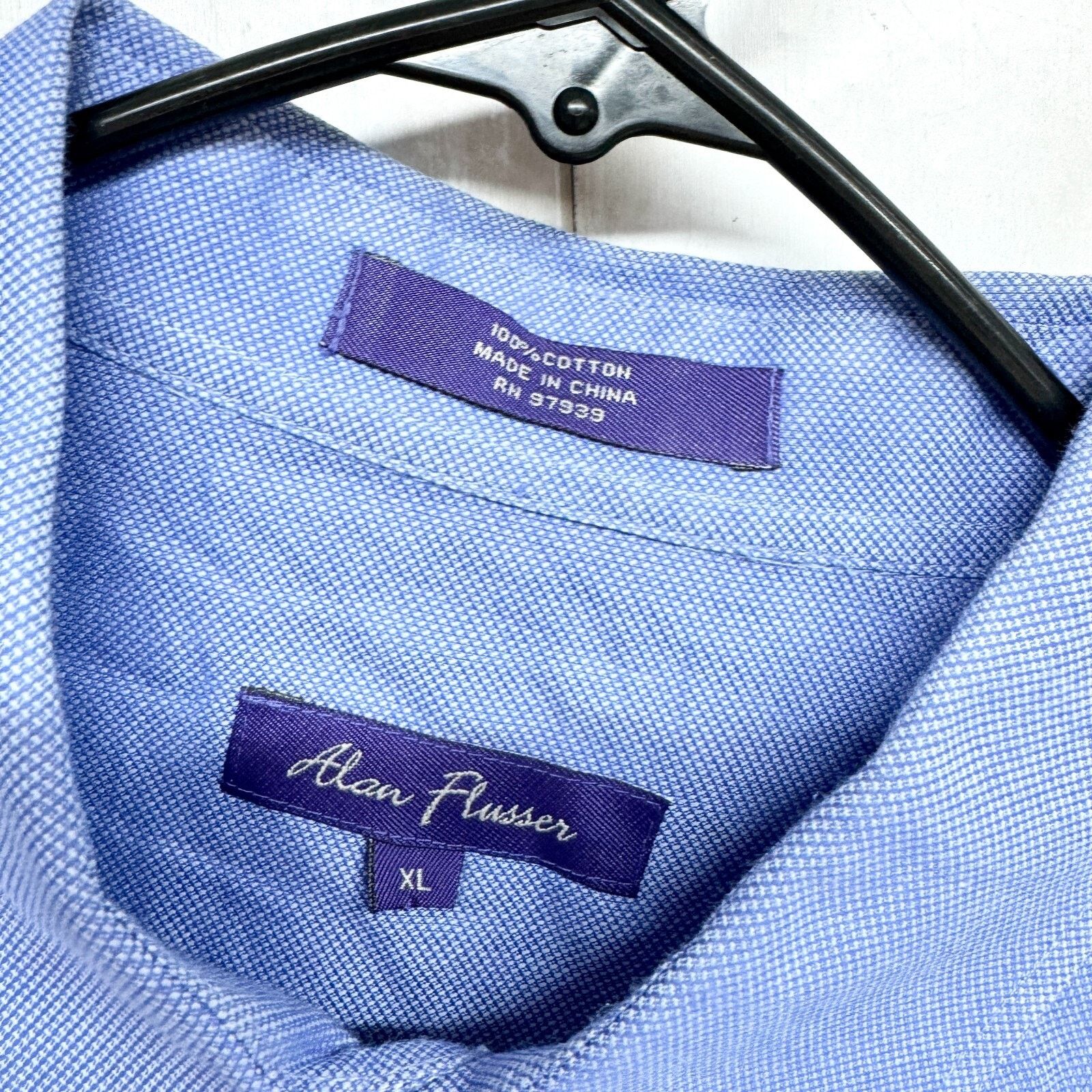 Alan Flusser Alan Flusser Shirt XL Long Sleeve Button Down Cotton Blue Size US XL / EU 56 / 4 - 3 Thumbnail