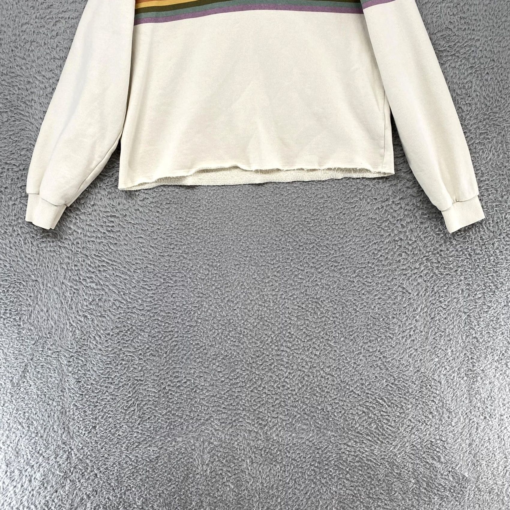 Marine Layer Marine Layer Womens Hoodie Small Rainbow Stripe Fleece Pullover Cozy Boxy Crop Size S / US 4 / IT 40 - 2 Thumbnail