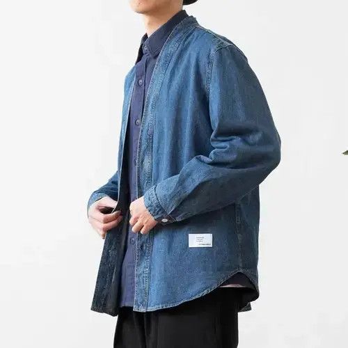 Japanese Brand New SS22 Stylish Cardigan Kimono Noragi Denim Jacket Size US XL / EU 56 / 4 - 1 Thumbnail