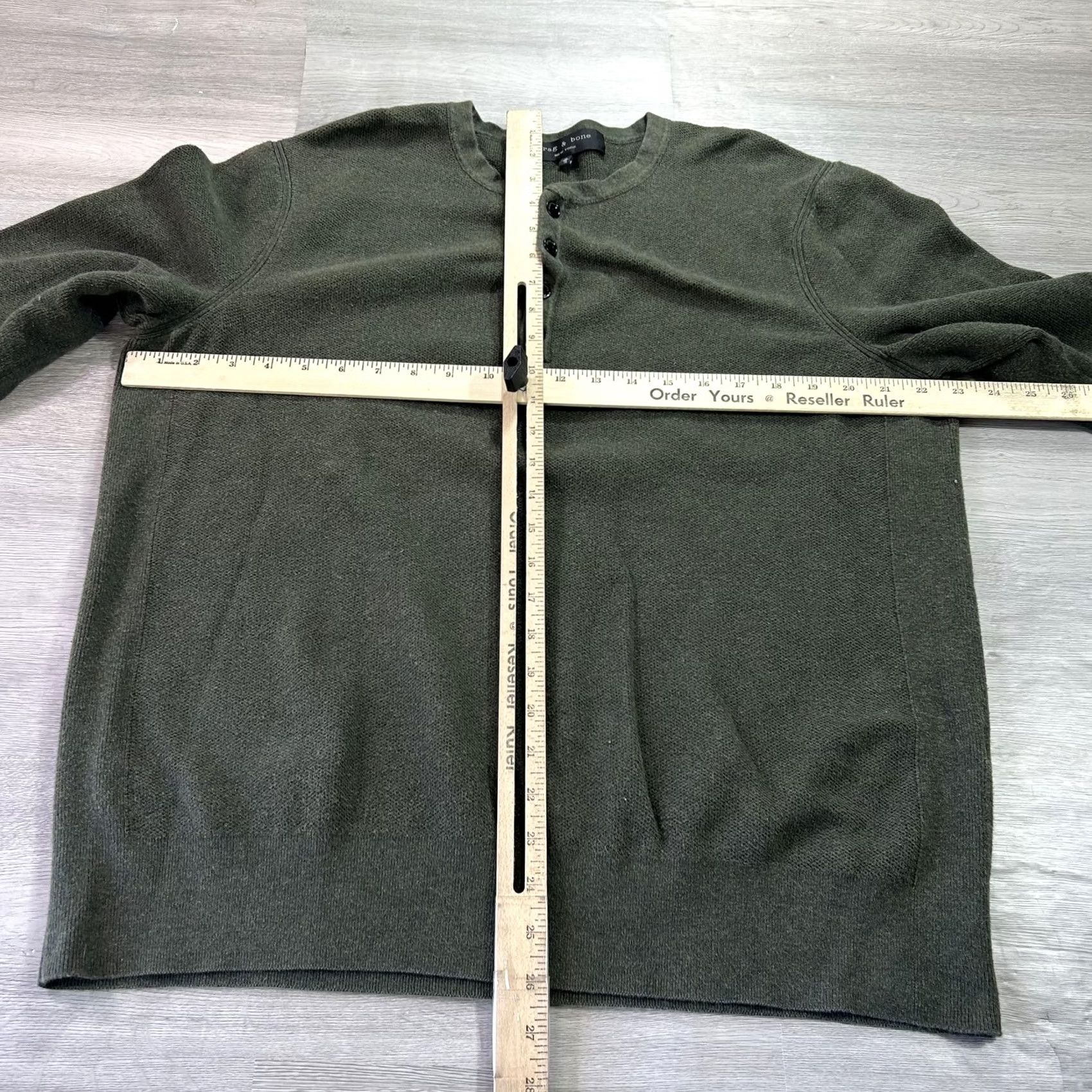 Rag & Bone Rag & Bone Sweater Mens XL Green Cotton Henley Knit Pullover Long Sleeve Size US XL / EU 56 / 4 - 5 Thumbnail