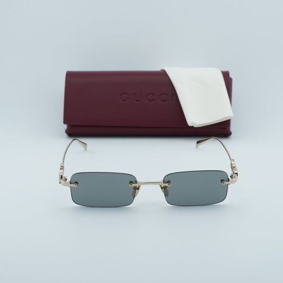Gucci Gucci GG1808S 003 Sunglasses Gold Rectangle Frame, Grey Size ONE SIZE - 12 Thumbnail