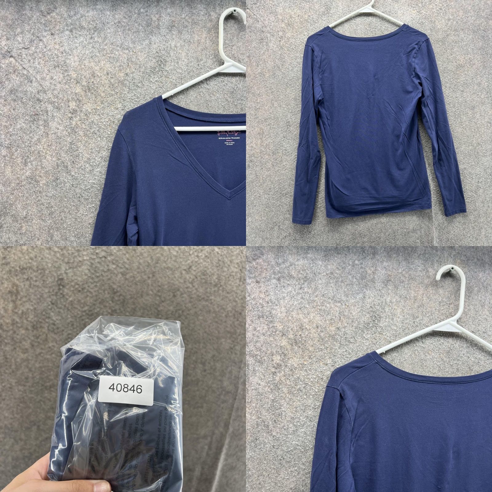 Lilly Pulitzer Lilly Pulitzer Shirt Womens Small Blue Pima Cotton V Neck Long Sleeve Tee Top Size S / US 4 / IT 40 - 8 Thumbnail
