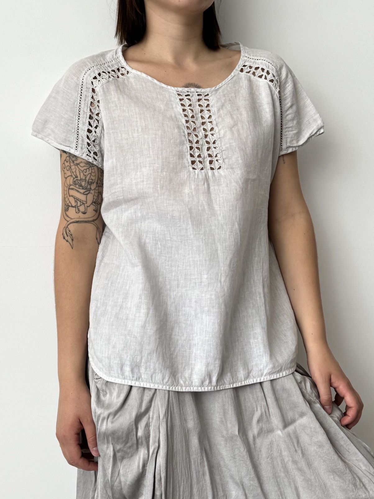 120% Lino 120% Lino Women’s Summer White Blouse Size L / US 10 / IT 46 - 1 Thumbnail