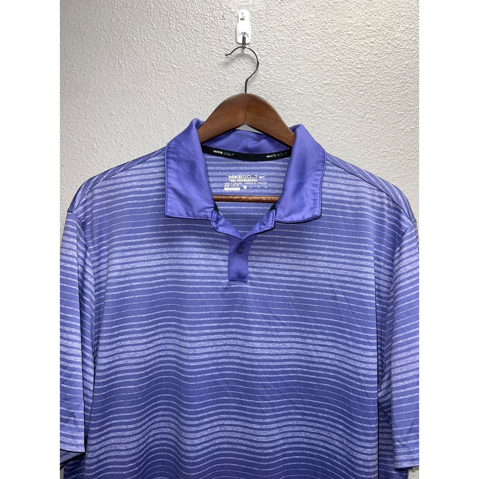 Nike Nike Golf Polo Shirt Purple Gray Striped Active Top Mens XL Size US XL / EU 56 / 4 - 2 Thumbnail