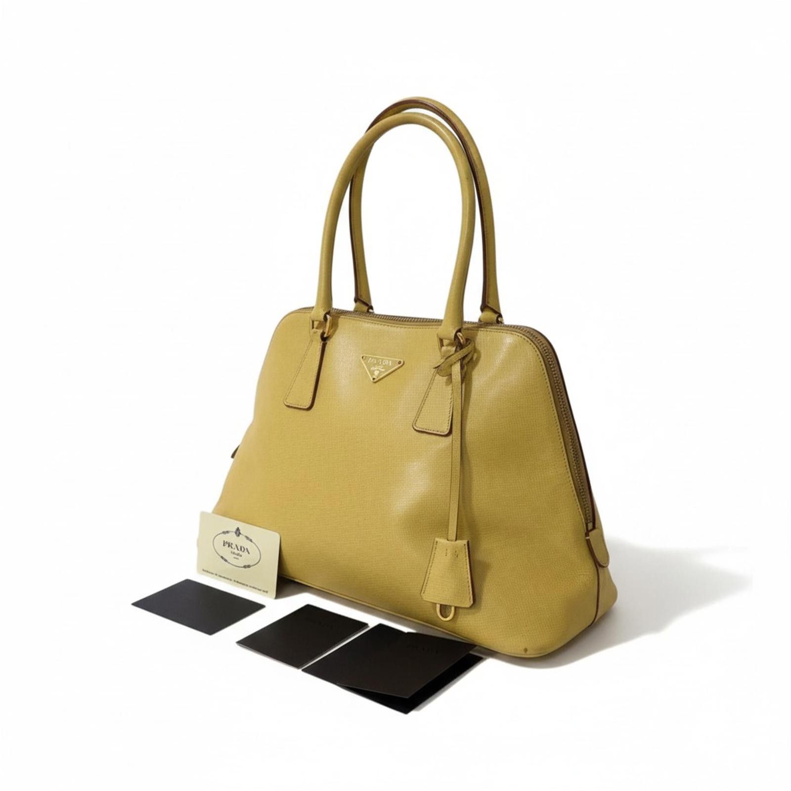 Prada Prada - Yellow Leather Handbag Size ONE SIZE - 1 Thumbnail