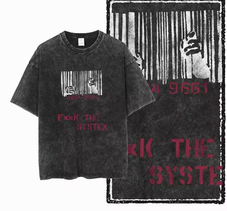 Japanese Brand Washed Out T Shirt FxxK The System Size US XL / EU 56 / 4 - 3 Thumbnail