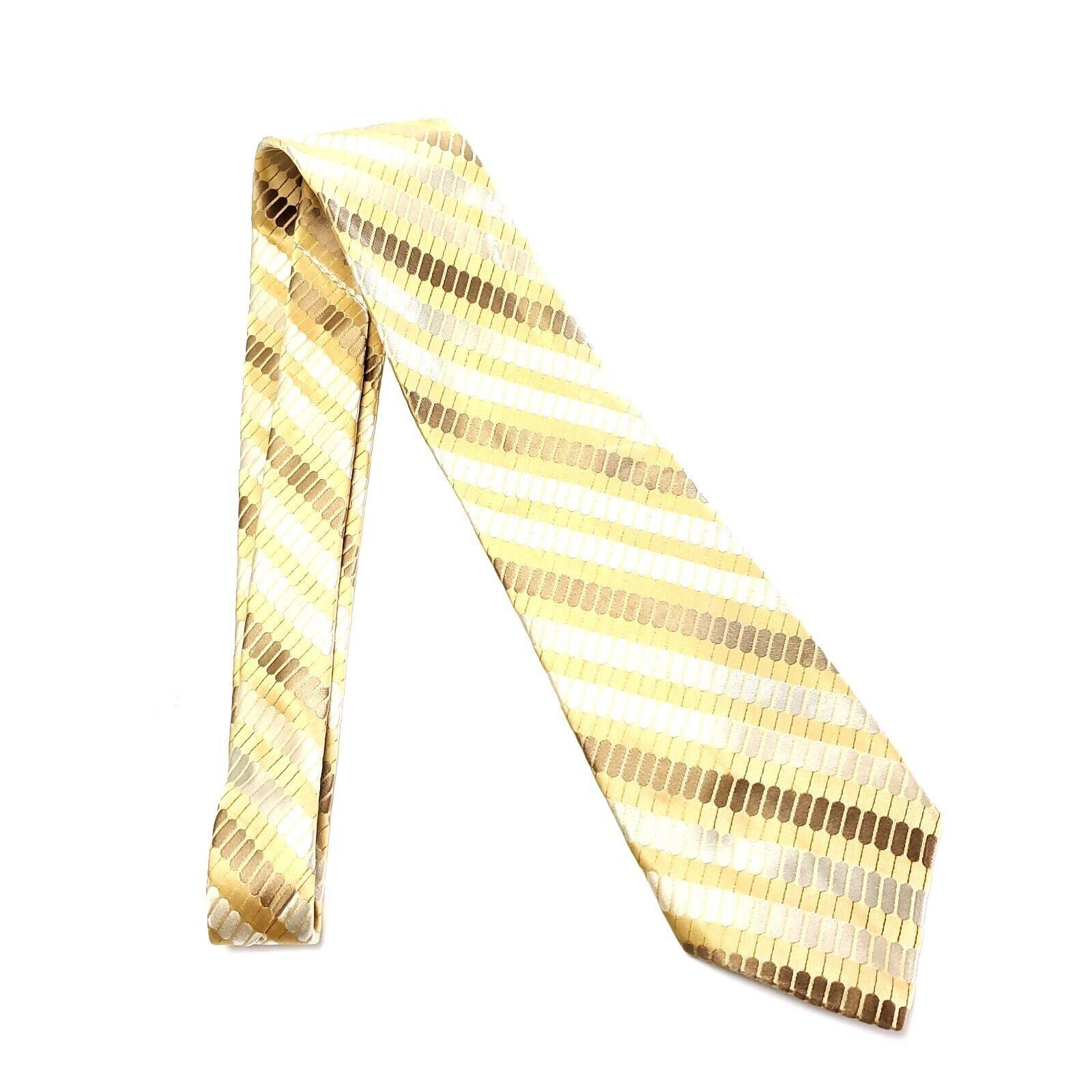Vintage Gianfranco Ruffini Italy Yellow Striped Woven Silk Tie Size ONE SIZE - 6 Thumbnail