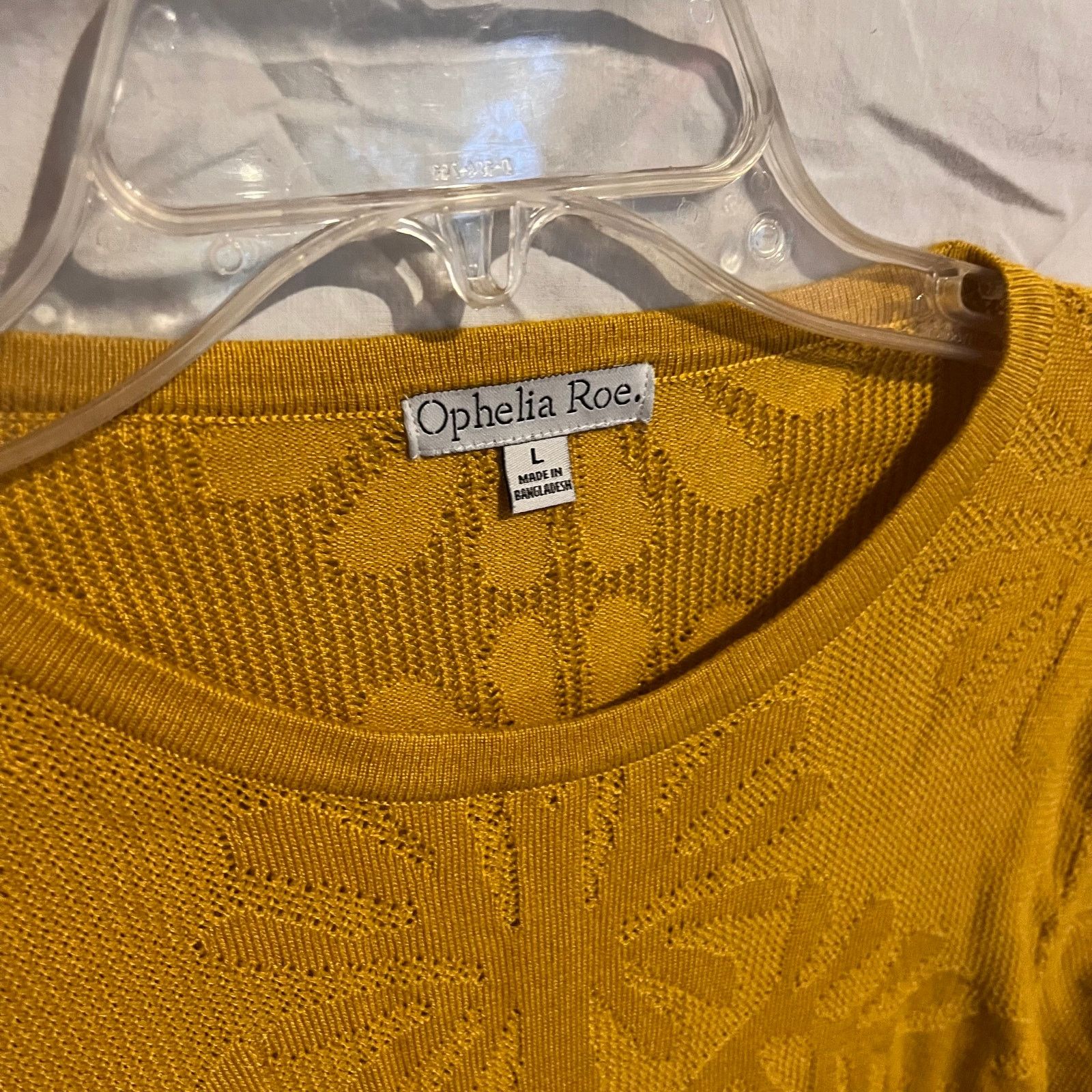 Other NWT Ophelia Roe Mustard colored Floral Knit Sweater Size L / US 10 / IT 46 - 3 Thumbnail