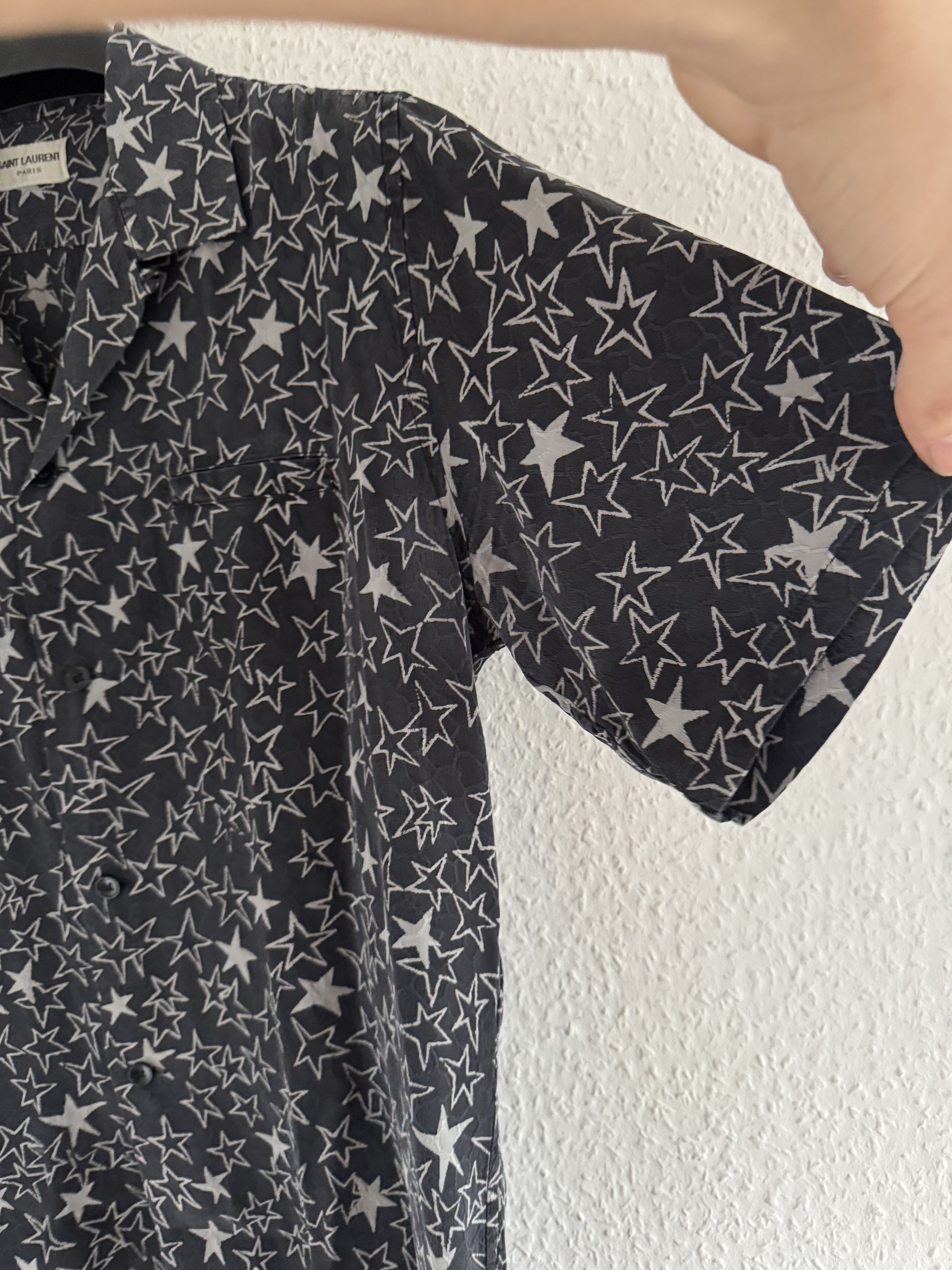 Saint Laurent Paris SS20 Star Print Silk Shirt Size US S / EU 44-46 / 1 - 8 Thumbnail