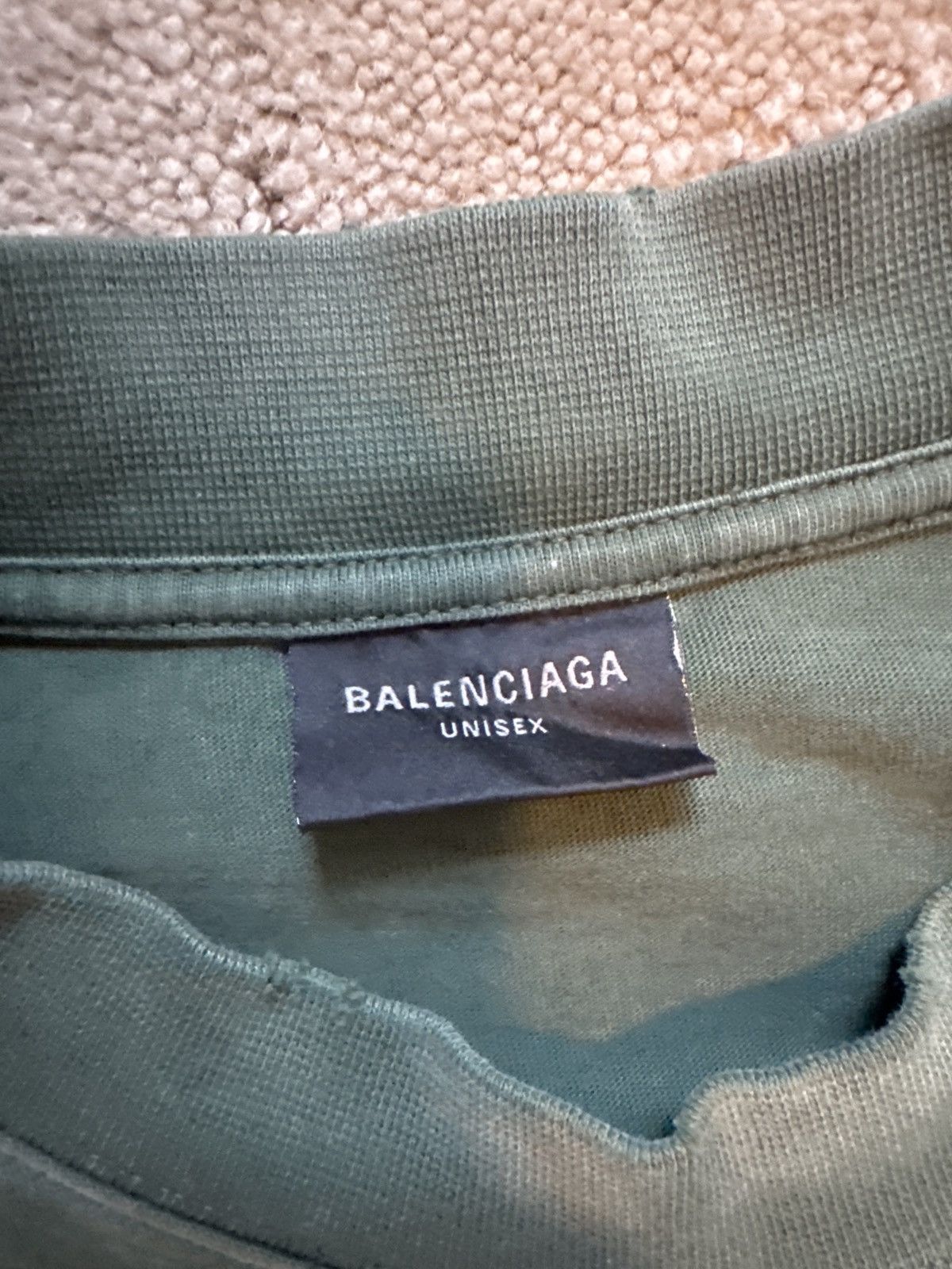 Balenciaga Dark Green Balenciaga Men's Distressed Tape Logo T-Shirt Size US XL / EU 56 / 4 - 2 Thumbnail