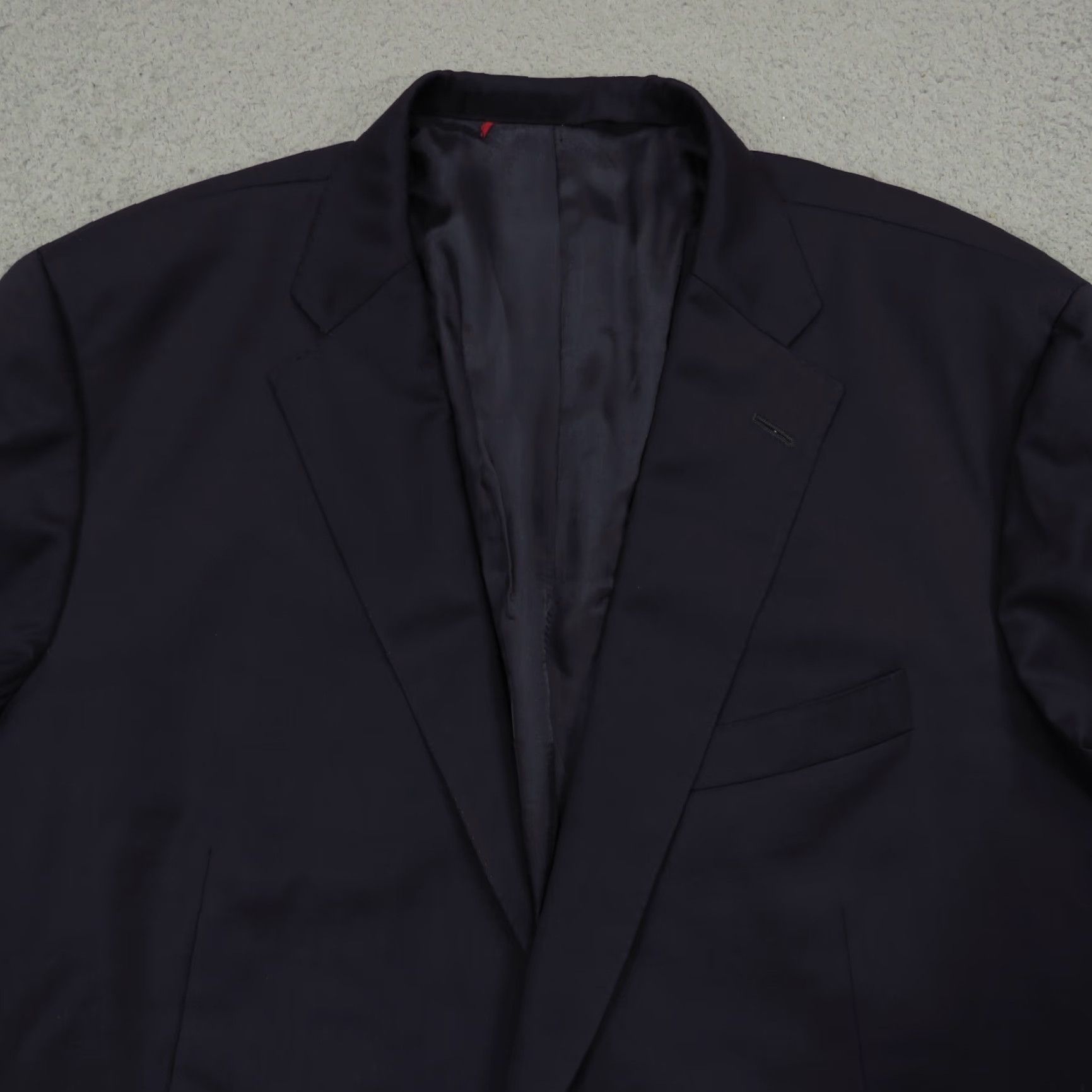 Vintage Samuelsohn Blazer Jacket Men 48L Navy Wool Solid Notch Lapel Single-Breasted Two-Button 4-Button Long Modern Classic Size 48R - 6 Thumbnail