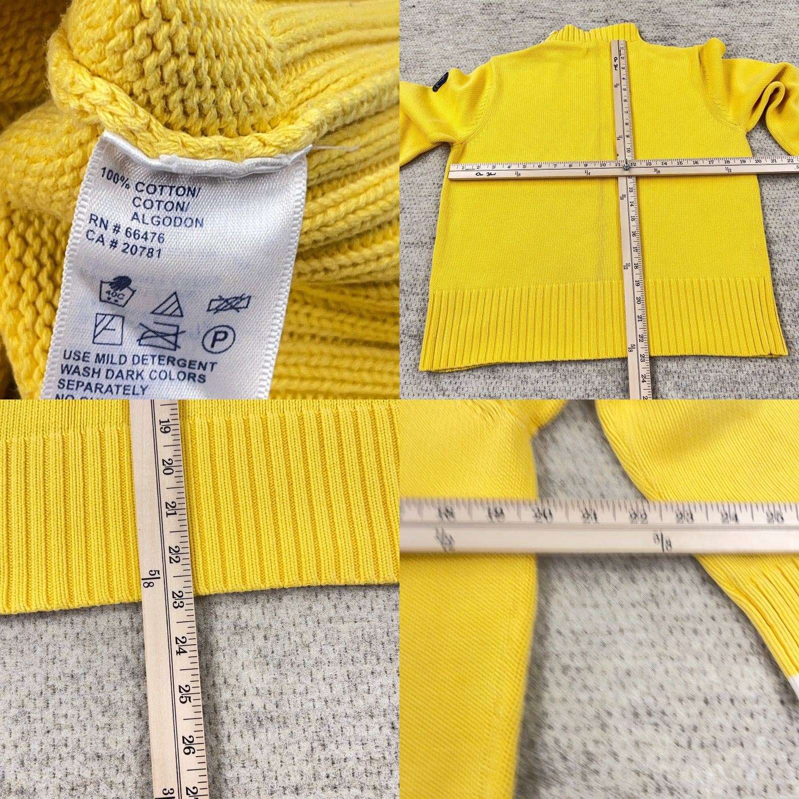 Tommy Hilfiger VINTAGE Tommy Hilfiger Sweater Shirt Women Large Yellow Chunky Knit H Logo Ribbed Mock Ladies Size L / US 10 / IT 46 - 8 Thumbnail