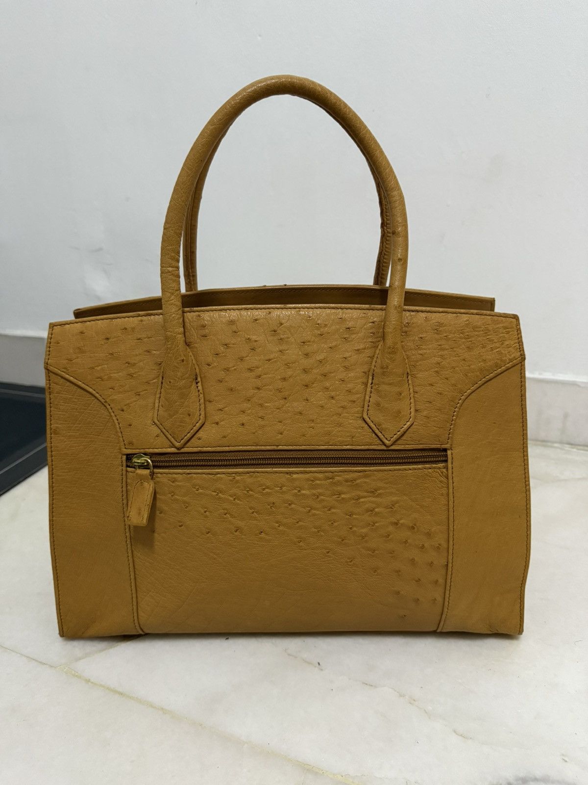 Japanese Brand Ostrich Patina Leather mini inspired hermes Birkin bag Size ONE SIZE - 6 Thumbnail