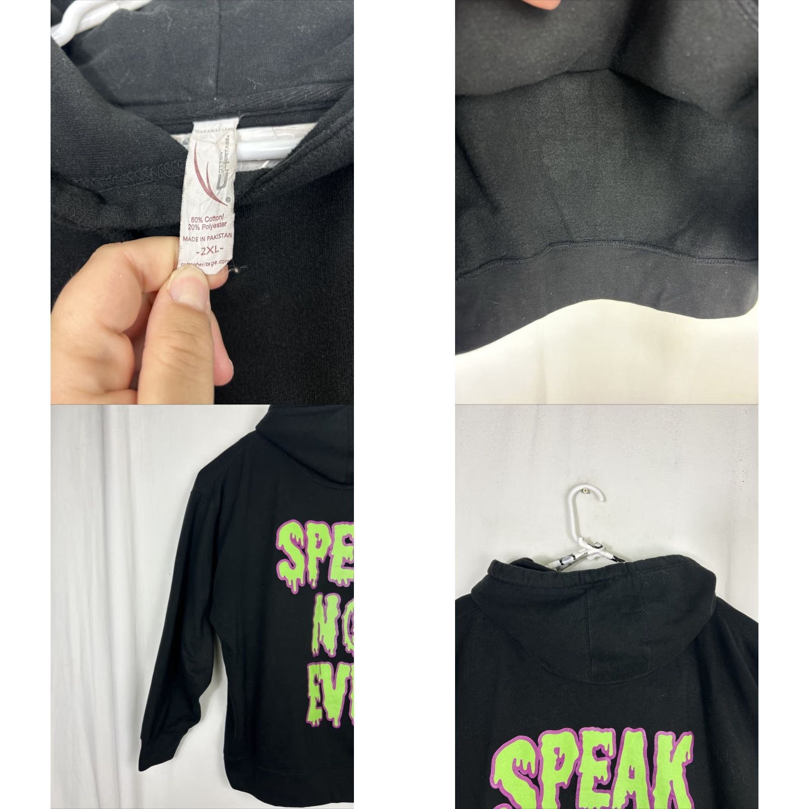 Vintage Elvtd Minds Mens XL Black "Speak No Evil" Graphic Hoodie Size US XXL / EU 58 / 5 - 8 Thumbnail