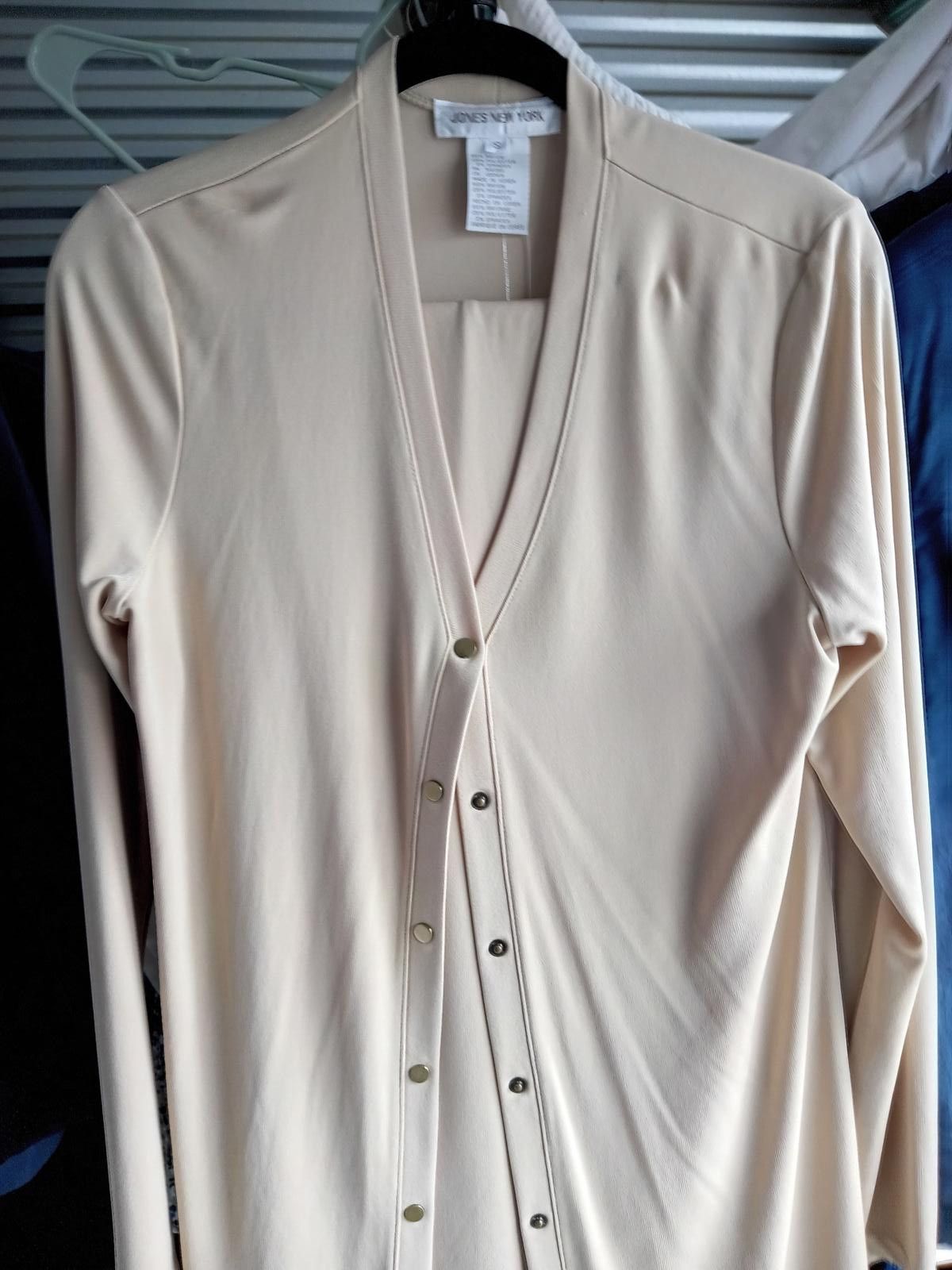 Jones New York Elegant Beige Long Cardigan Set Jones NY Size ONE SIZE - 6 Thumbnail