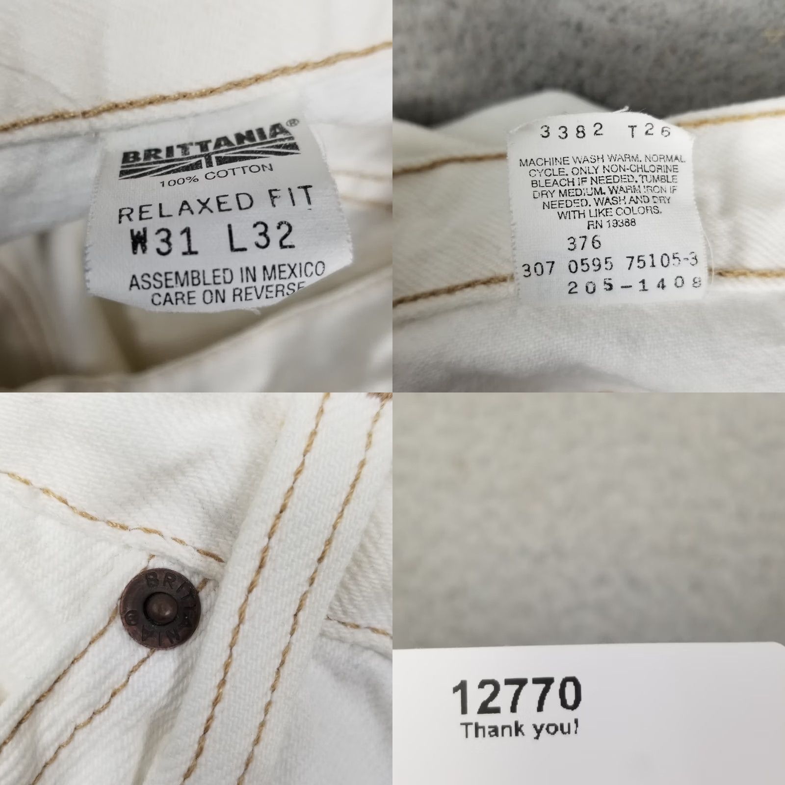 Vintage VINTAGE Britannia Jeans White Denim 31X32 Relaxed Fit Grunge 1995 Mens Jeans White 90s Grunge Britannia Size US 30 / EU 46 - 8 Thumbnail