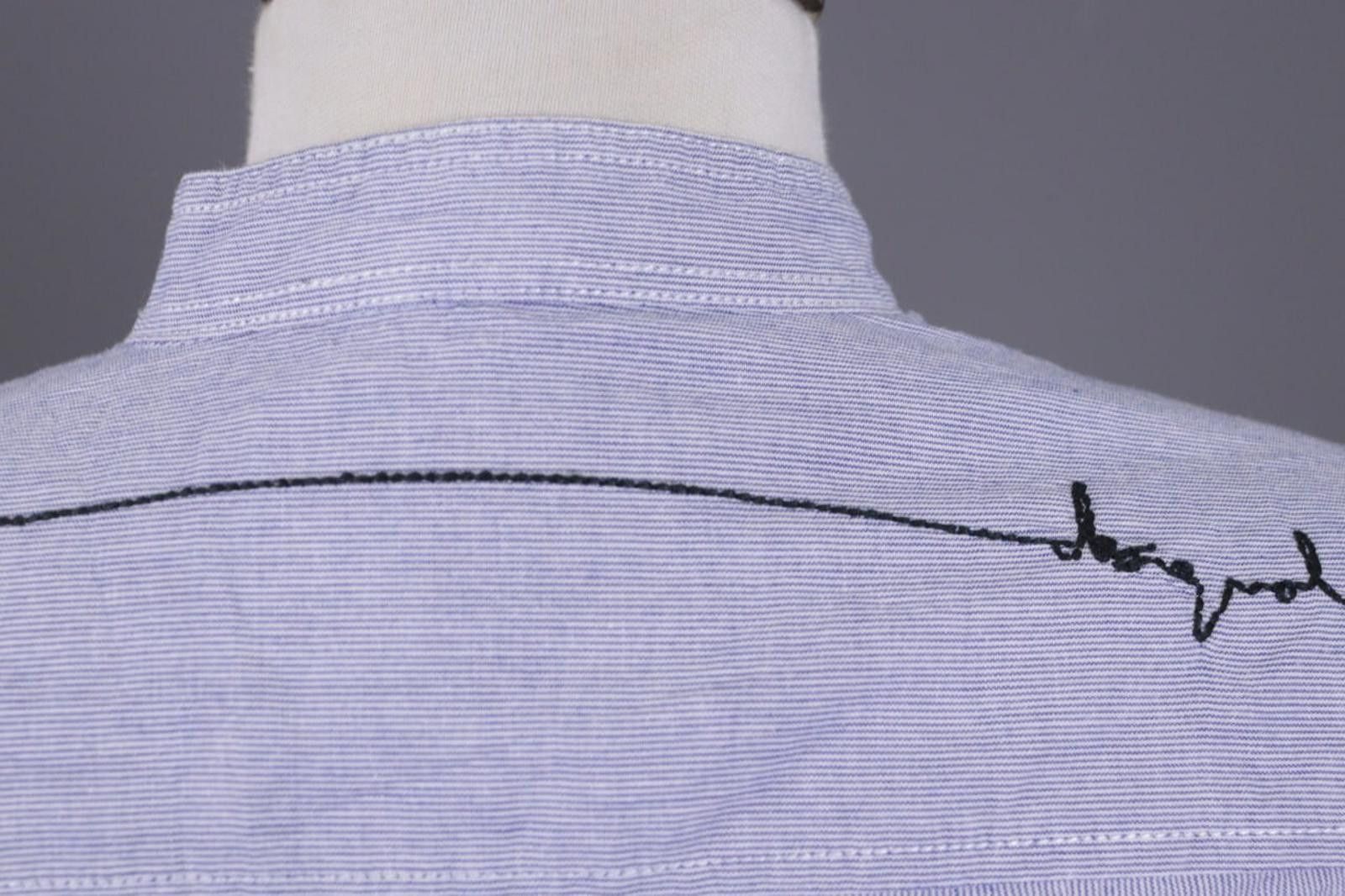 Desigual Desigual Blue Pritned Band Collar Henley Shirt Size M Size US M / EU 48-50 / 2 - 10 Thumbnail