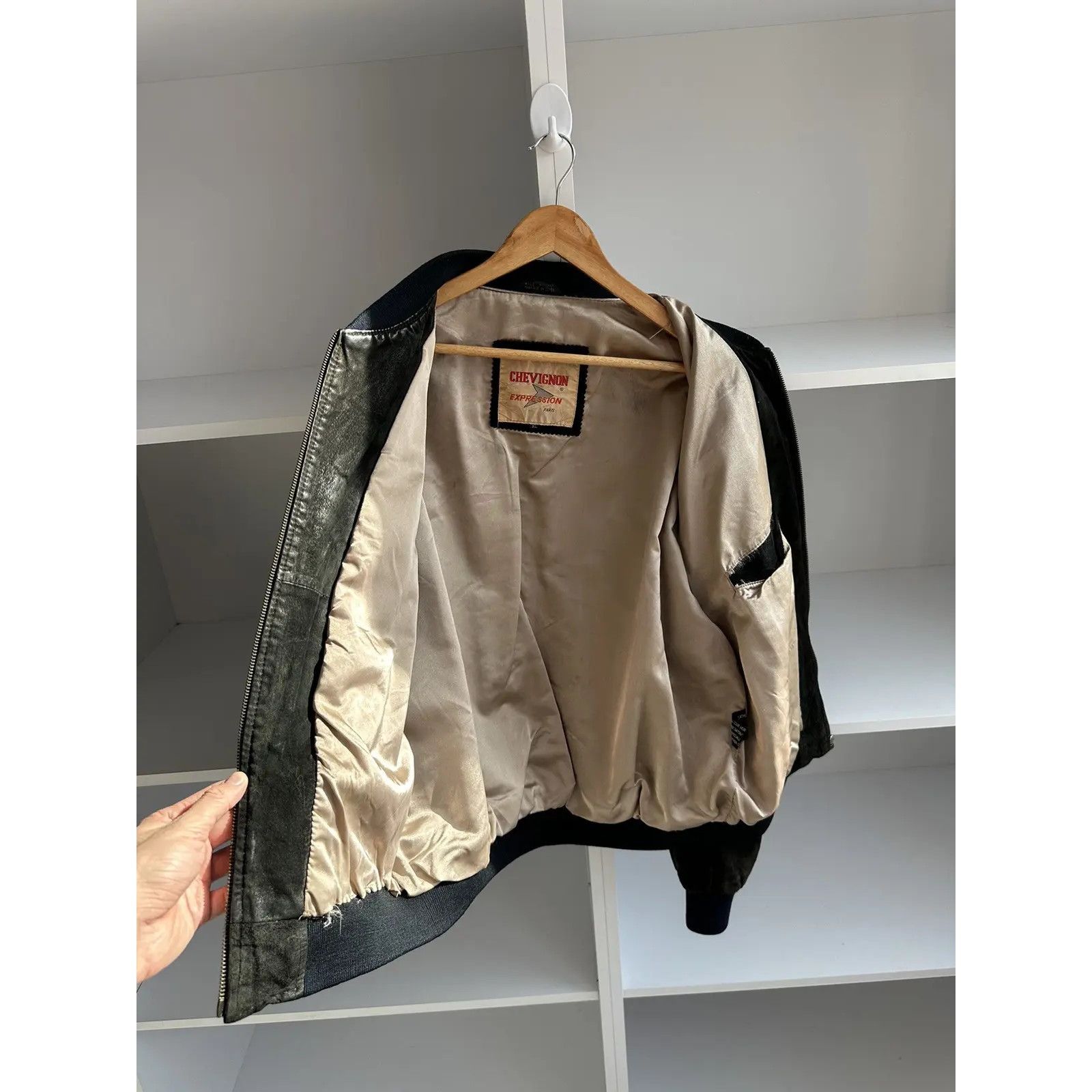 VTG Chevignon Airport Club Leather Bomber Jacket