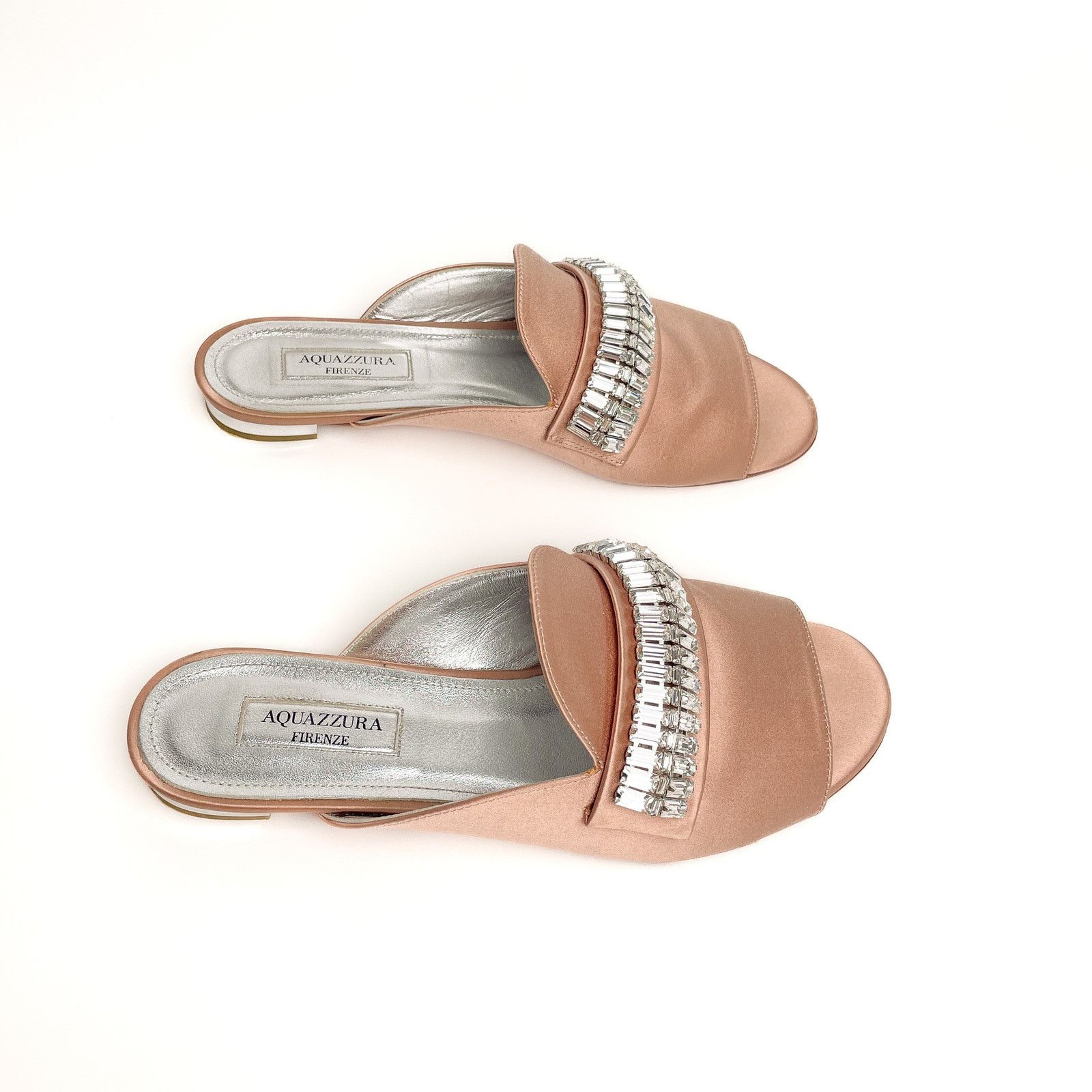 Aquazzura Pink Satin Slides Size US 6.5 / IT 36.5 - 2 Thumbnail