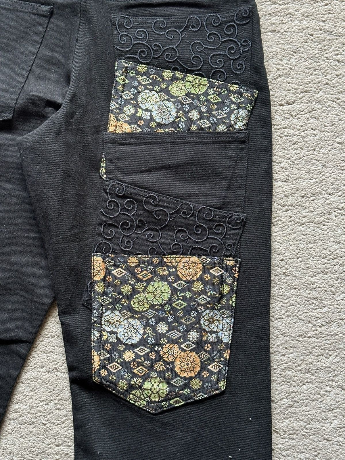 Karakuri Tamashii Japanese Motif Embroidered Dragon Multi-Pocket jeans Size US 29 - 11 Thumbnail