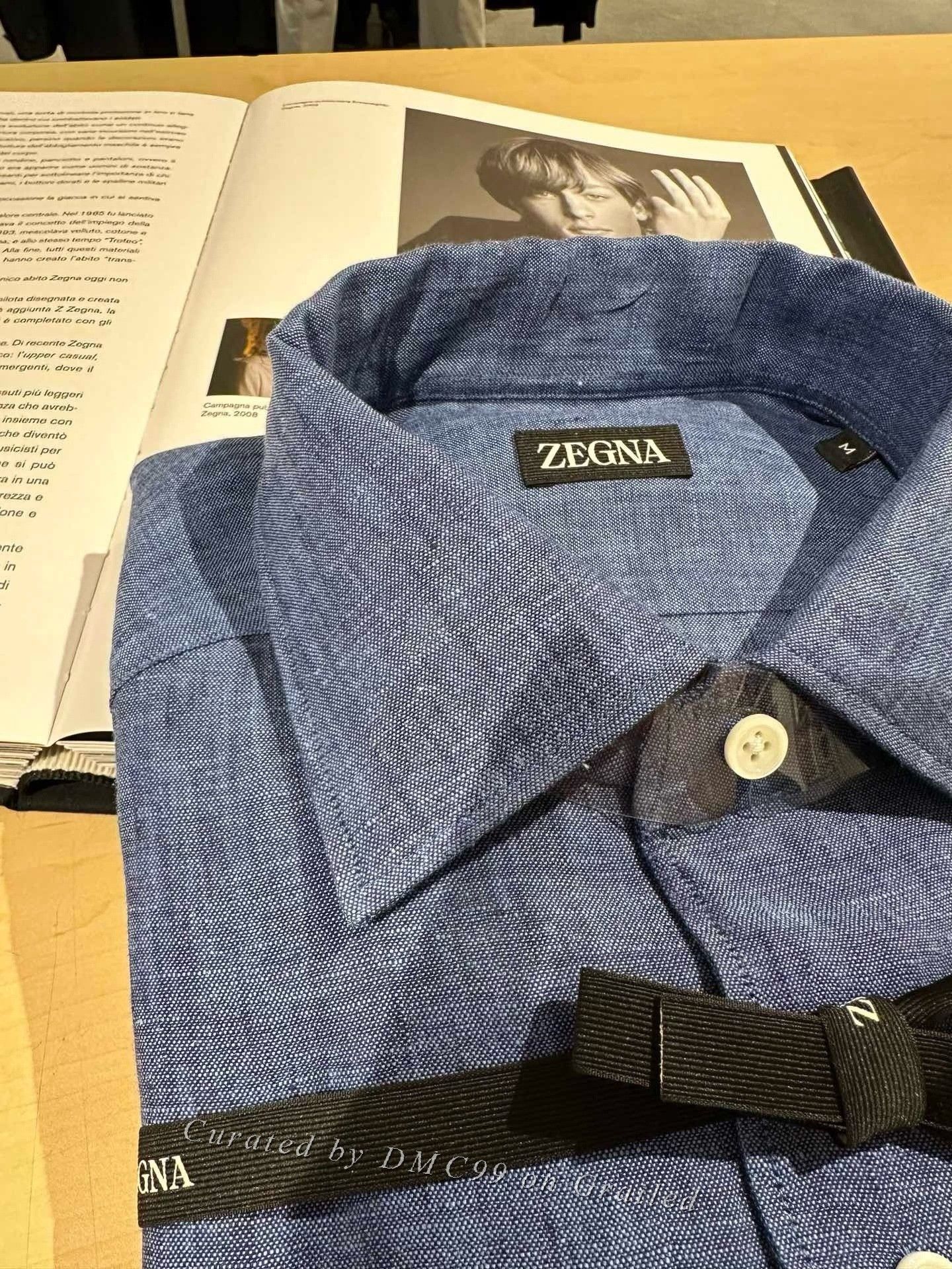 Ermenegildo Zegna Zegna Men's Blue Linen Standard Shirt Size US M / EU 48-50 / 2 - 3 Thumbnail